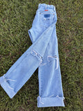 Custom distressed Wrangler size 5