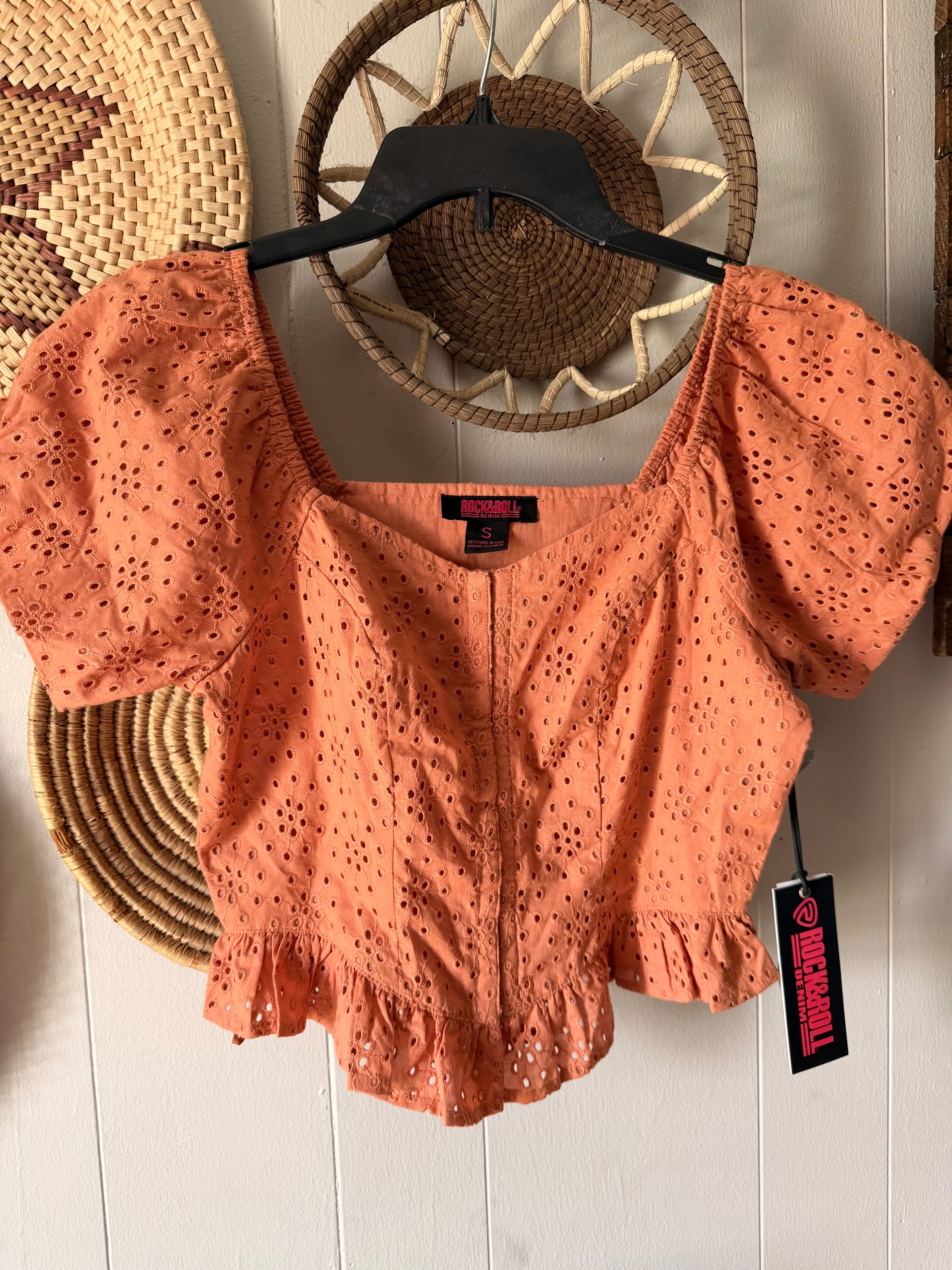 NWT Rock and Roll eyelit top (S)