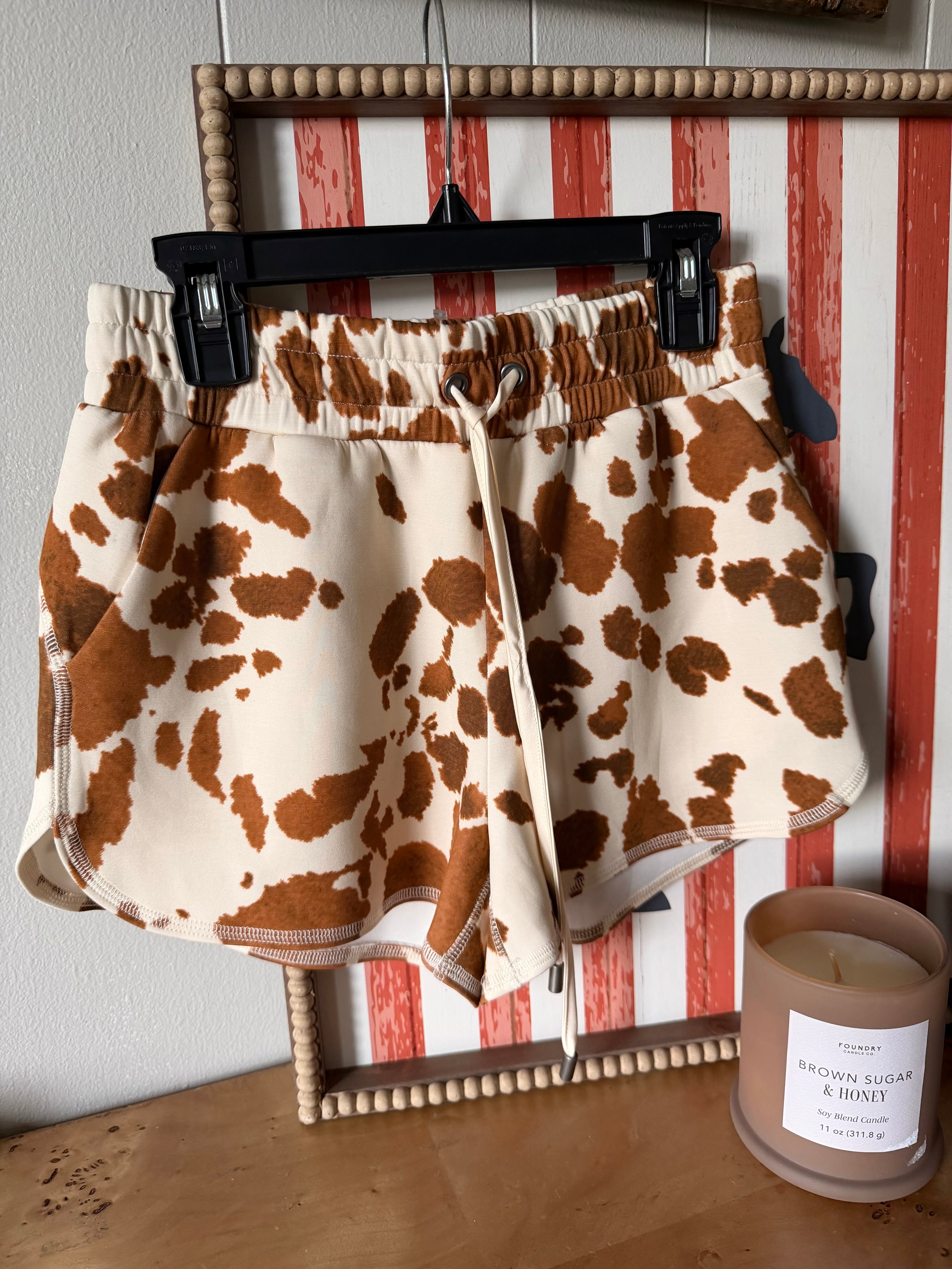 Cow print athletic shorts (xs)