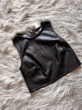 Faux leather top