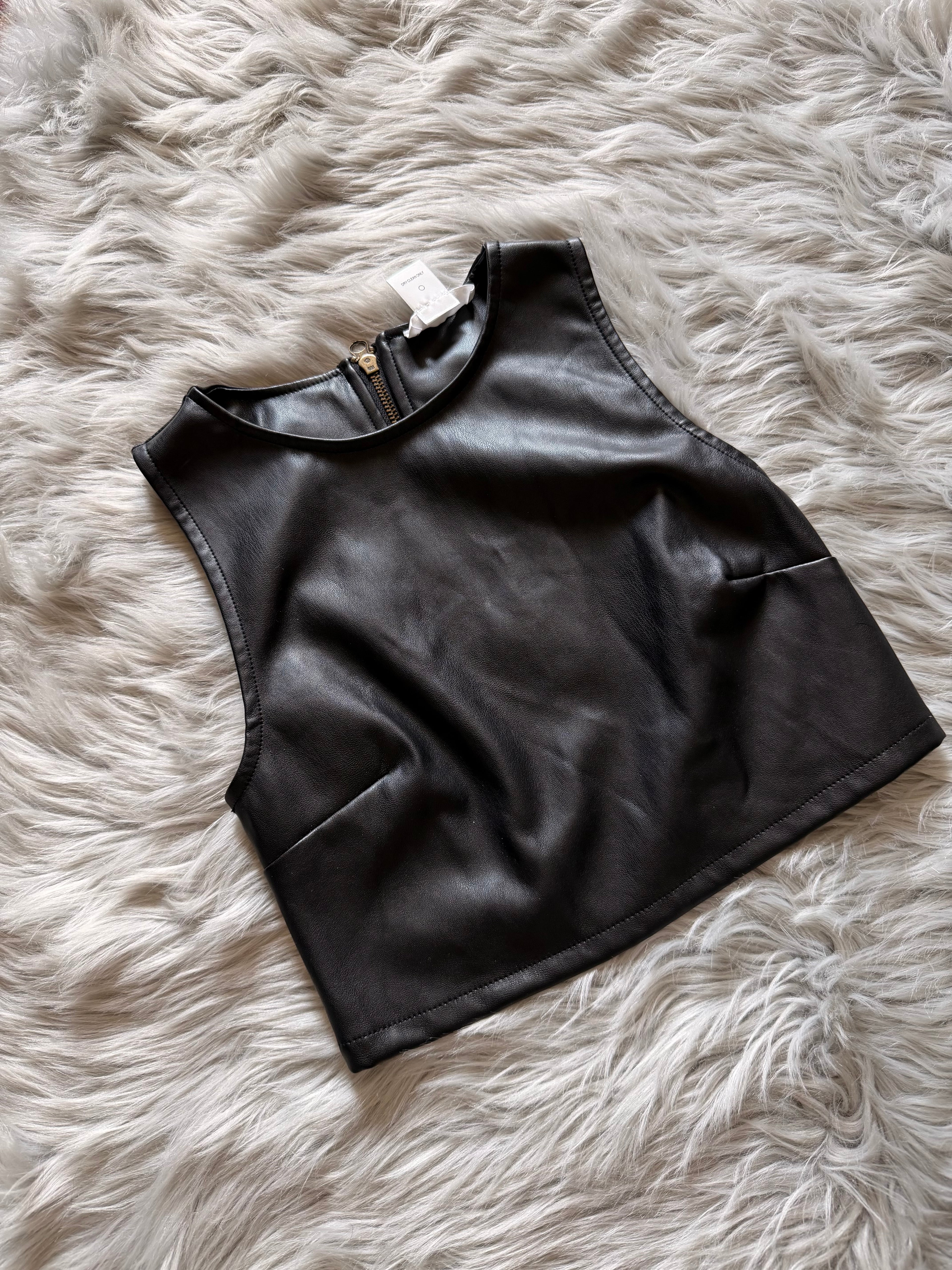 Faux leather top