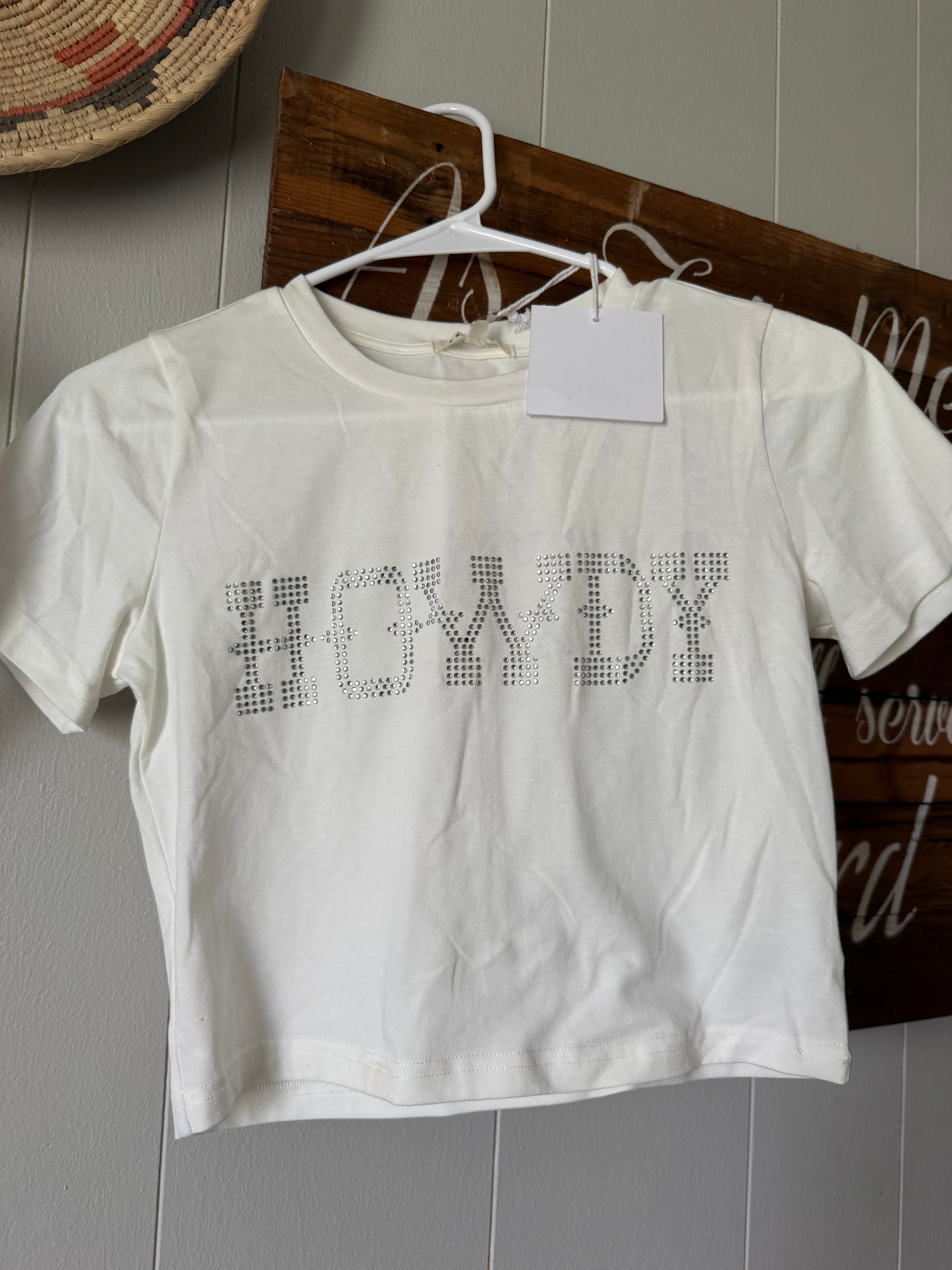 Western Rhinestone Howdy tee