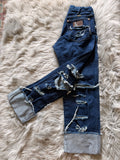 Custom ultra distressed wrangler 28 inch waist