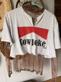 Custom cropped western tee (L)
