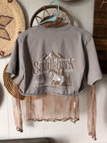 Custom cropped western tee (S/M)