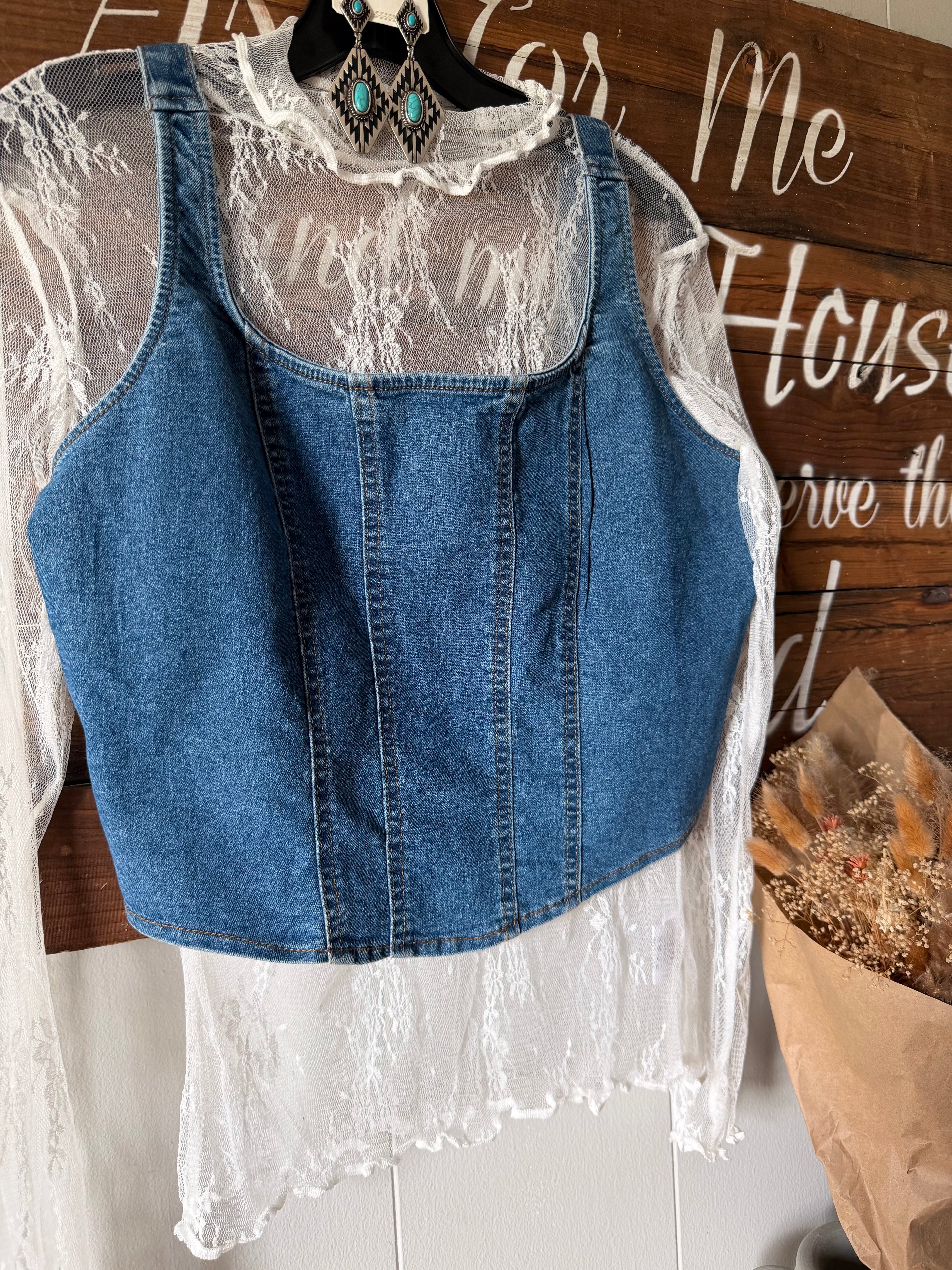 NWT denim top (L)