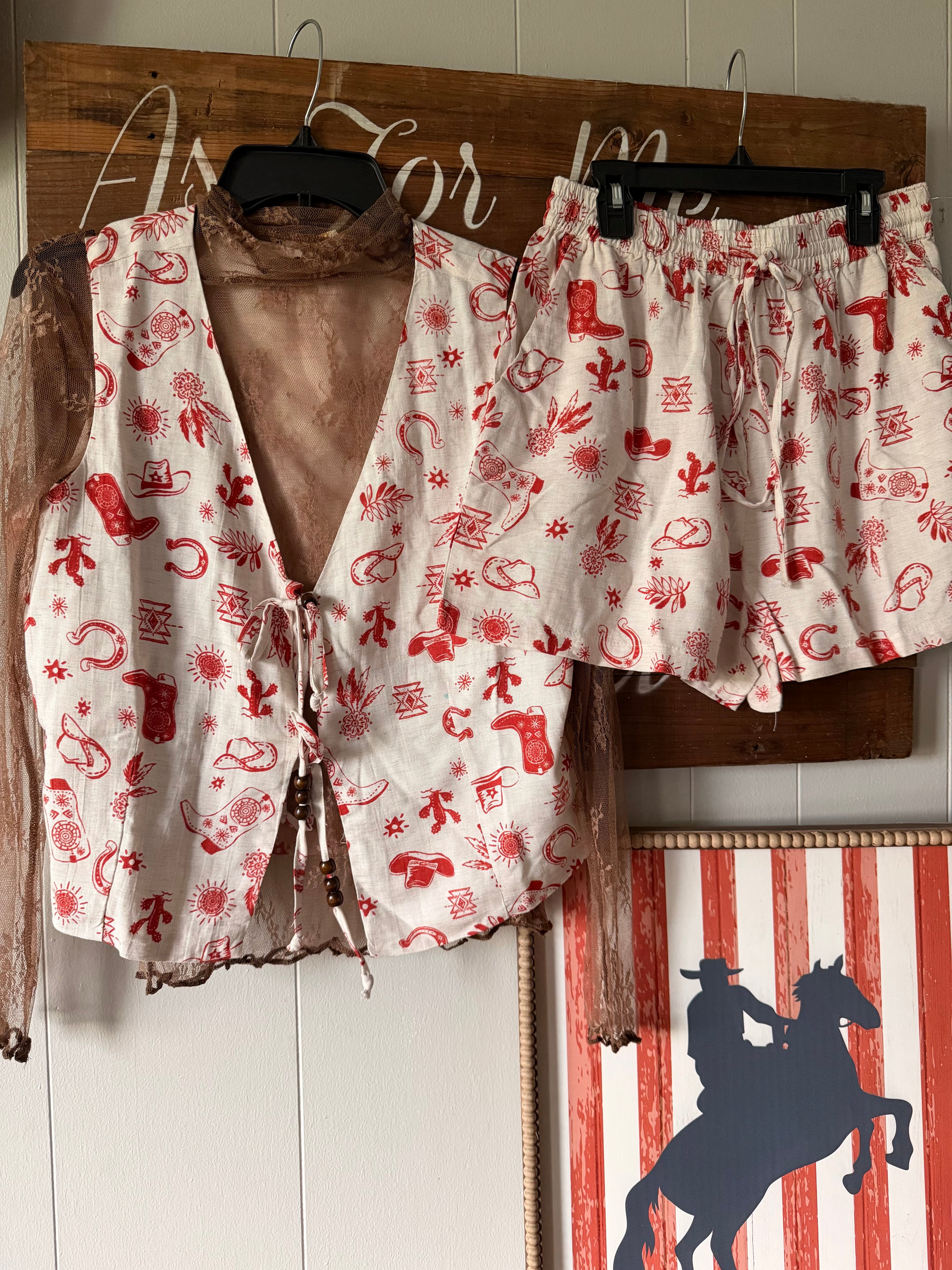NWT western linen set (M)