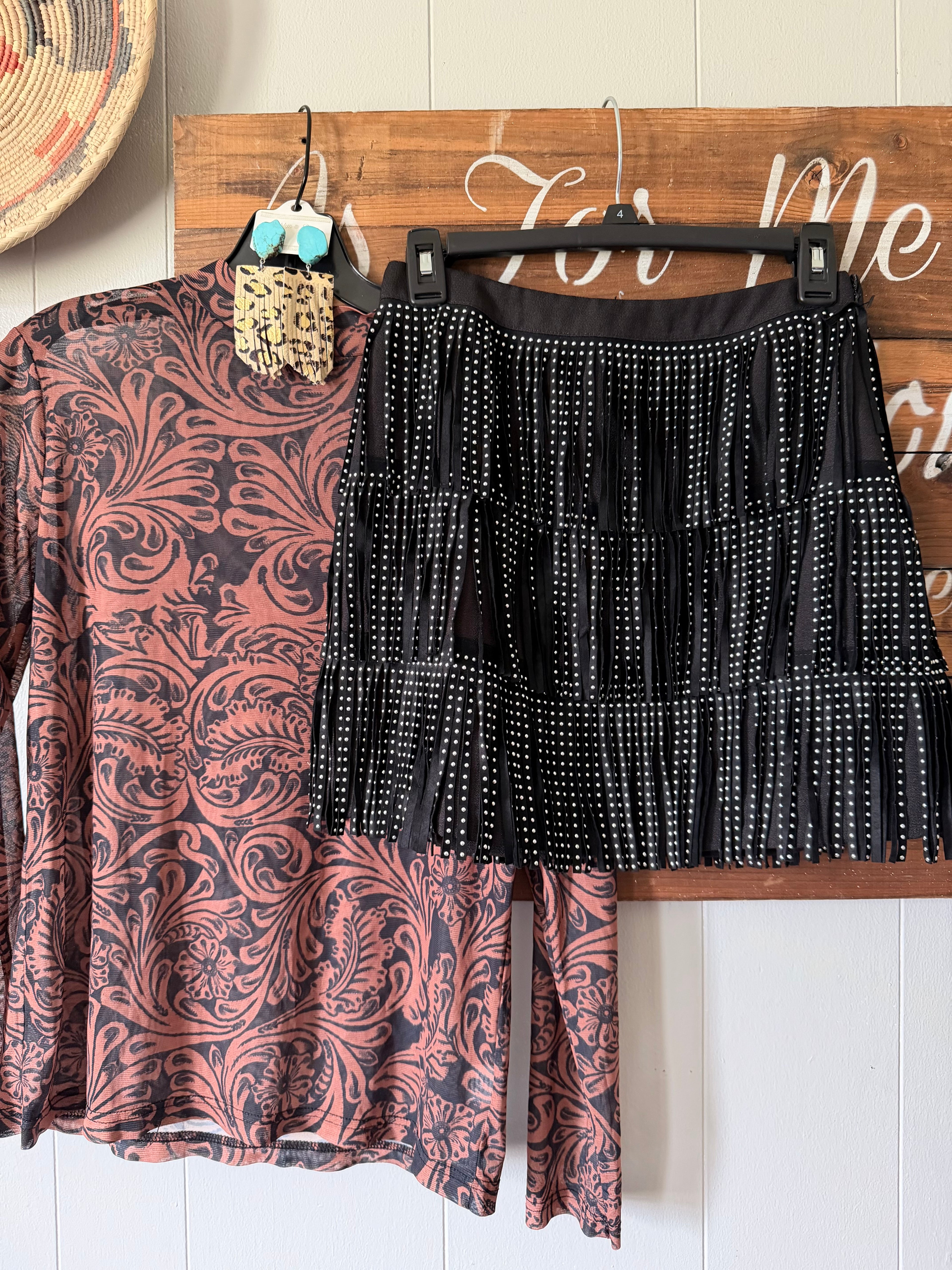 Rhinestone fringe skirt (S)