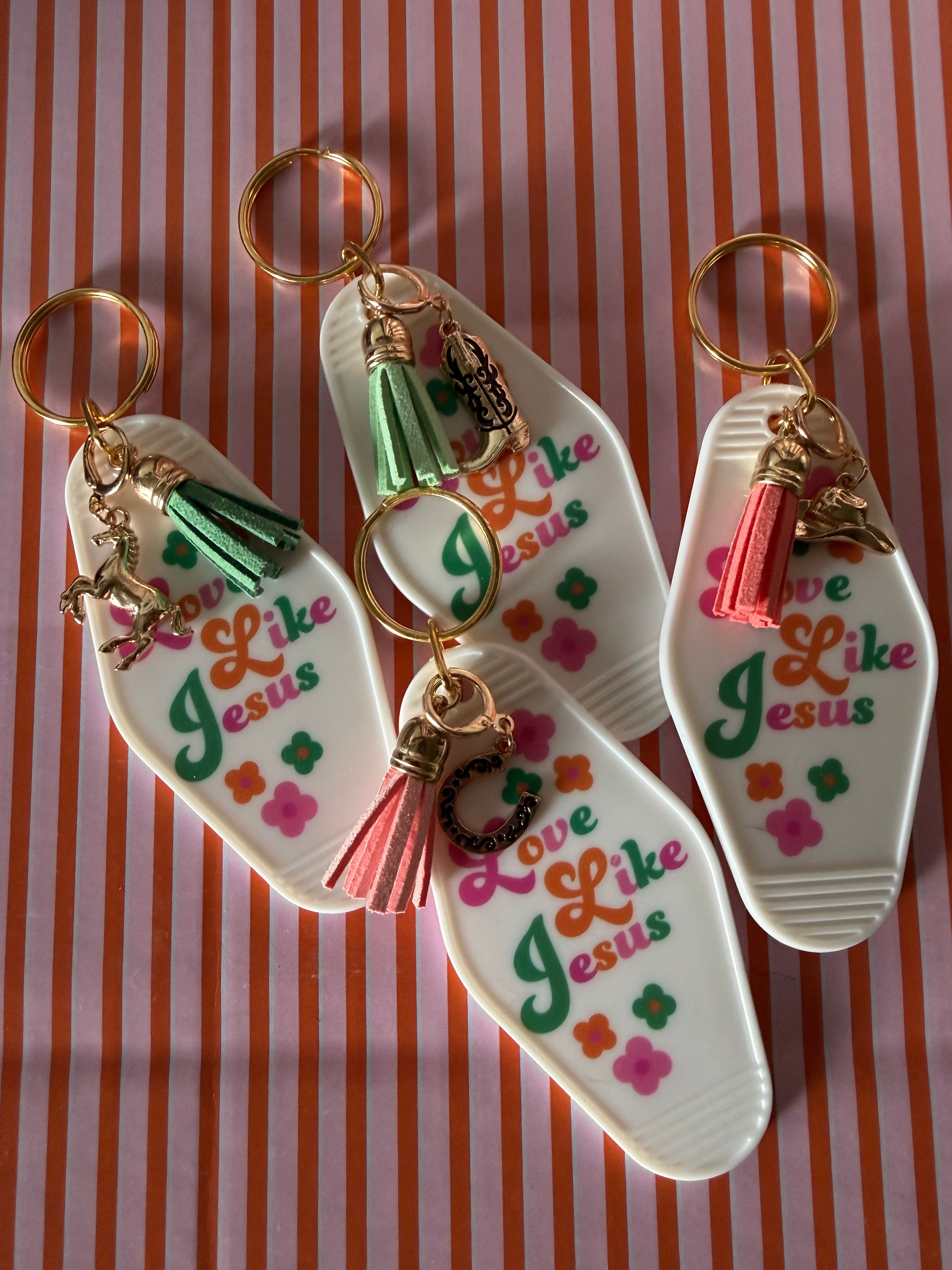 Western “Love like Jesus” tassel Keychain