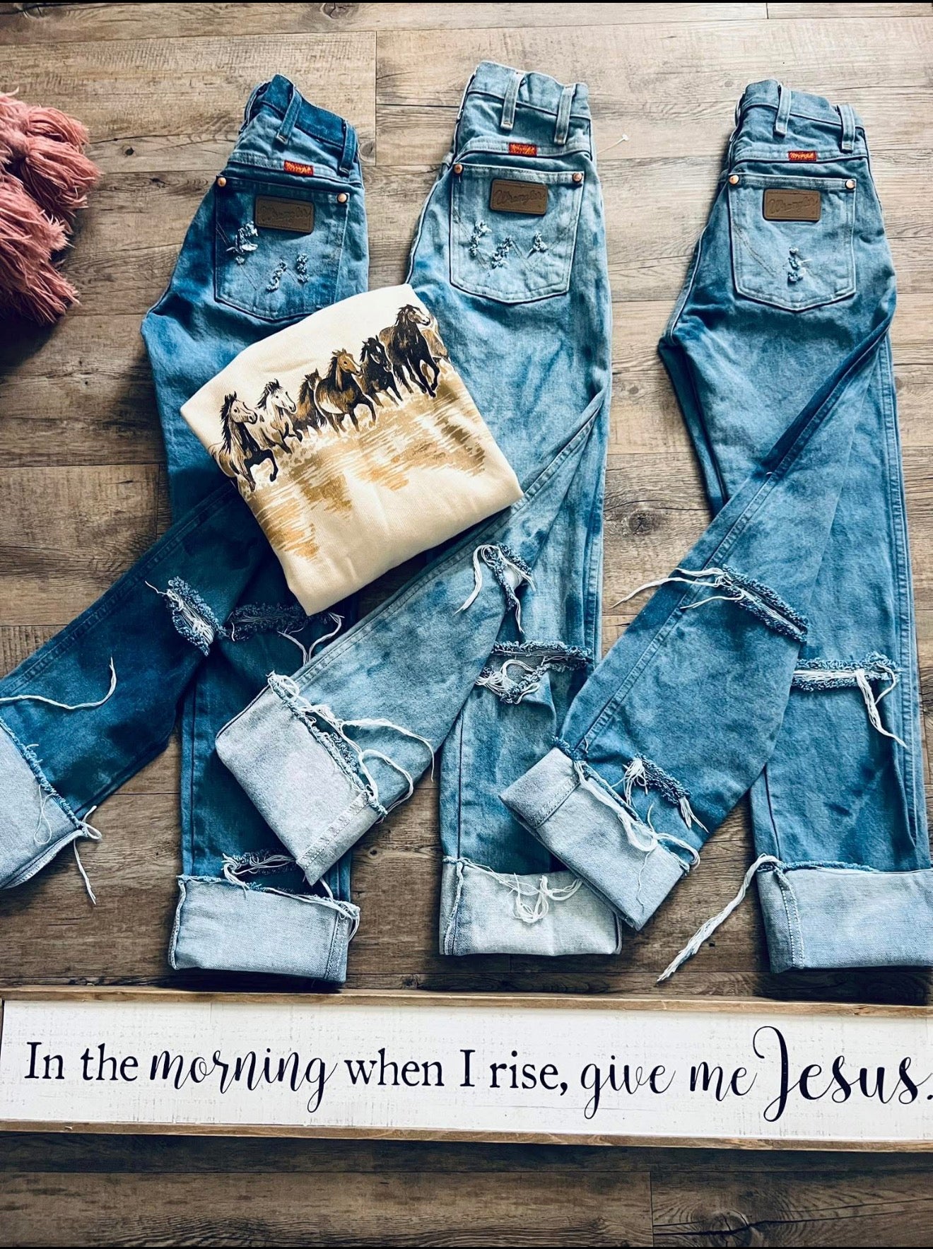 Custom Acid washed Wrangler denim 🔥