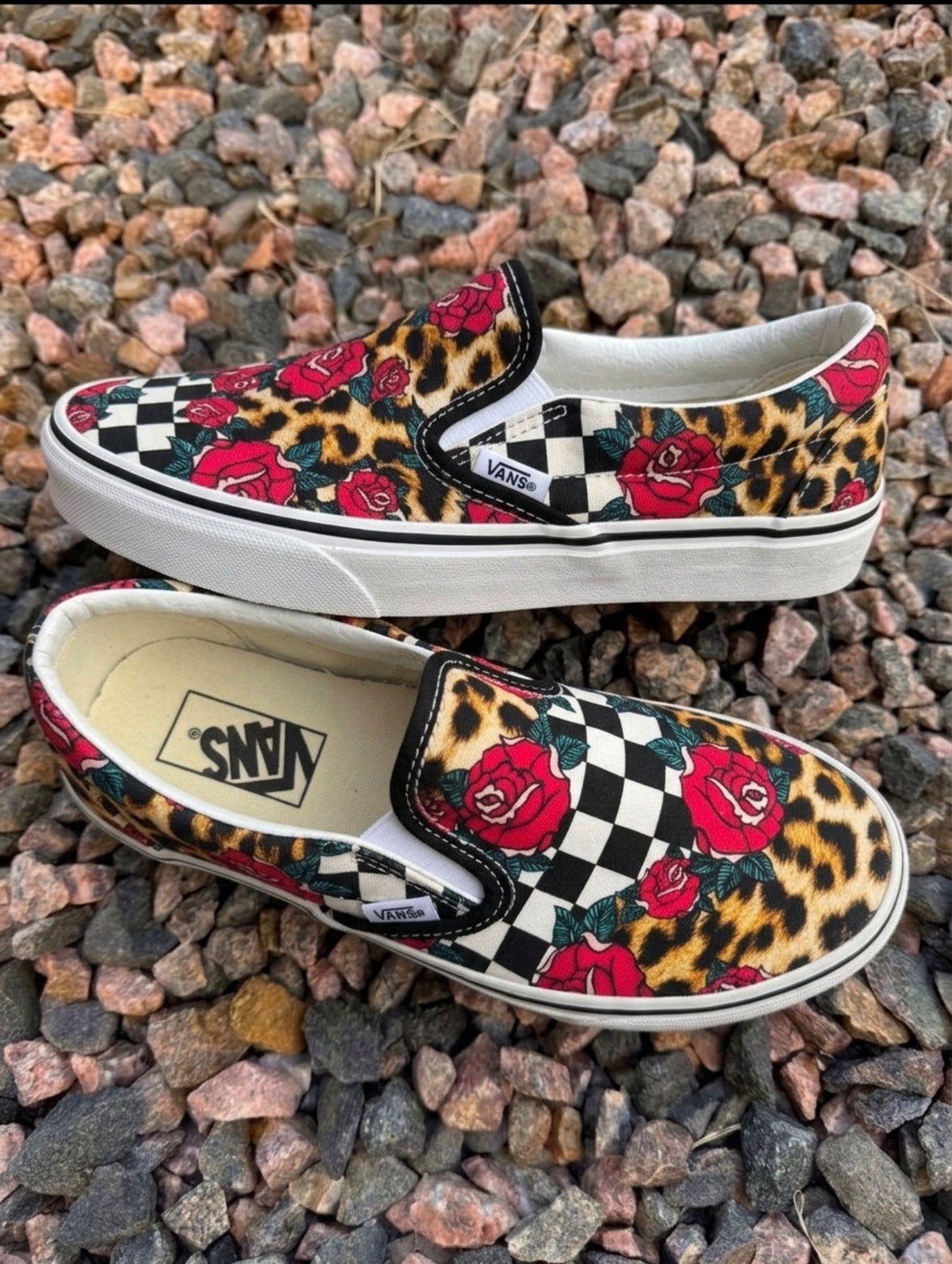 🤩 leopard/checkered vans 🔥 size 7