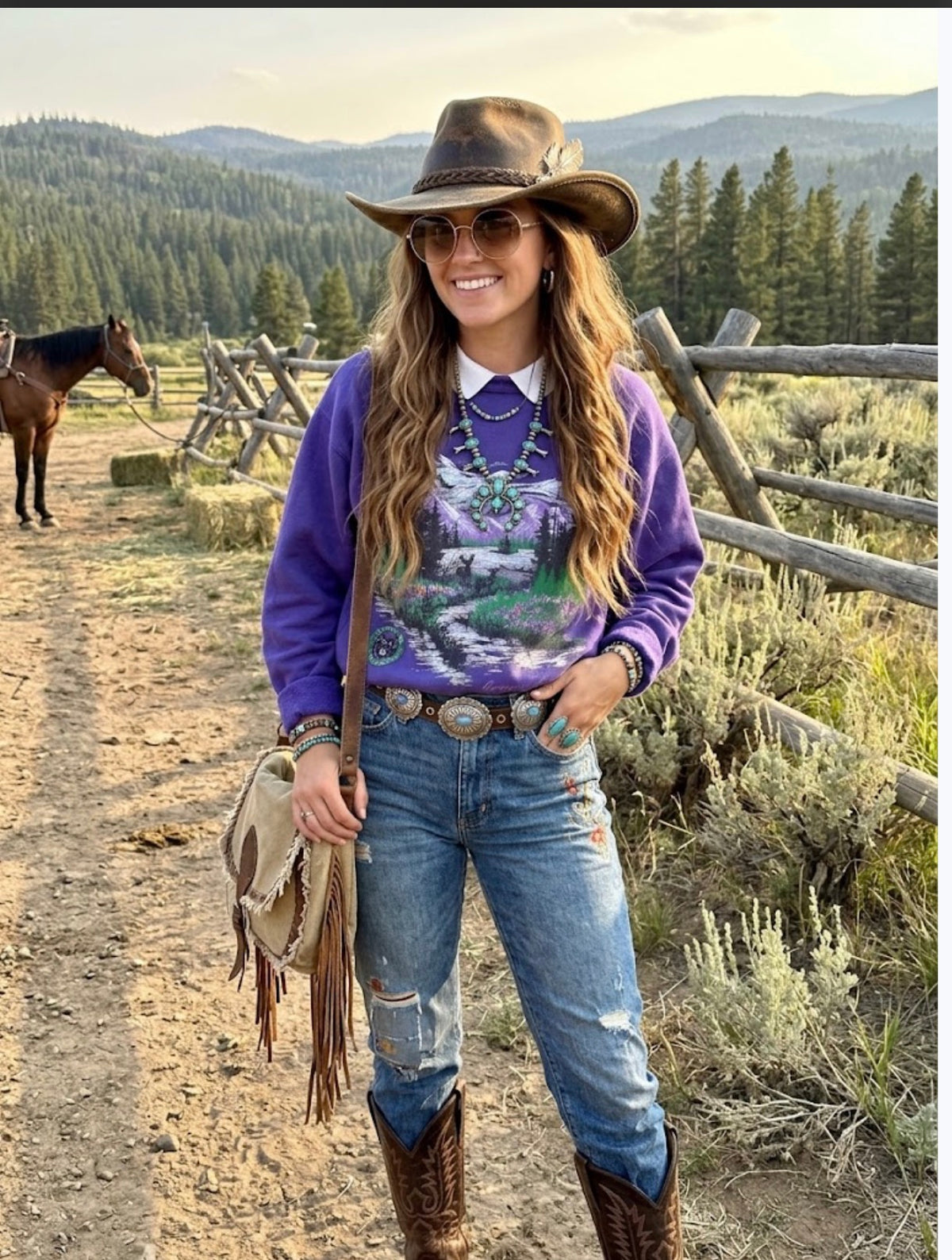 Vintage 90s deer crew (M)