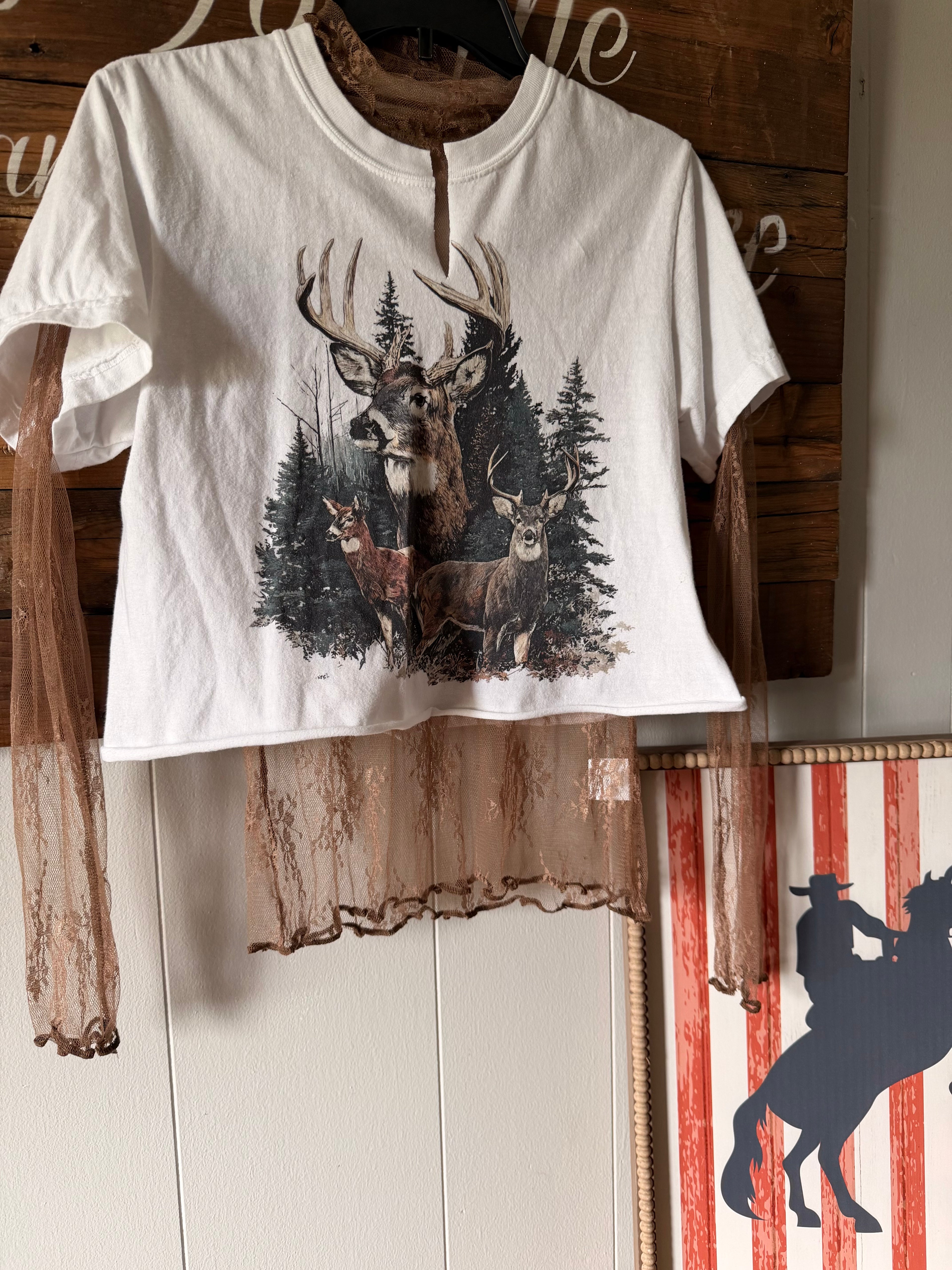 Custom cropped deer tee (s)