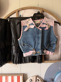 Vintage cropped upcycled vest (xs)