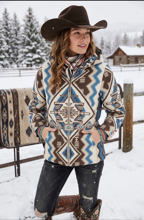 Ariat Women's Chimayo Print Hooded Puffer Jacket 🔥 Small