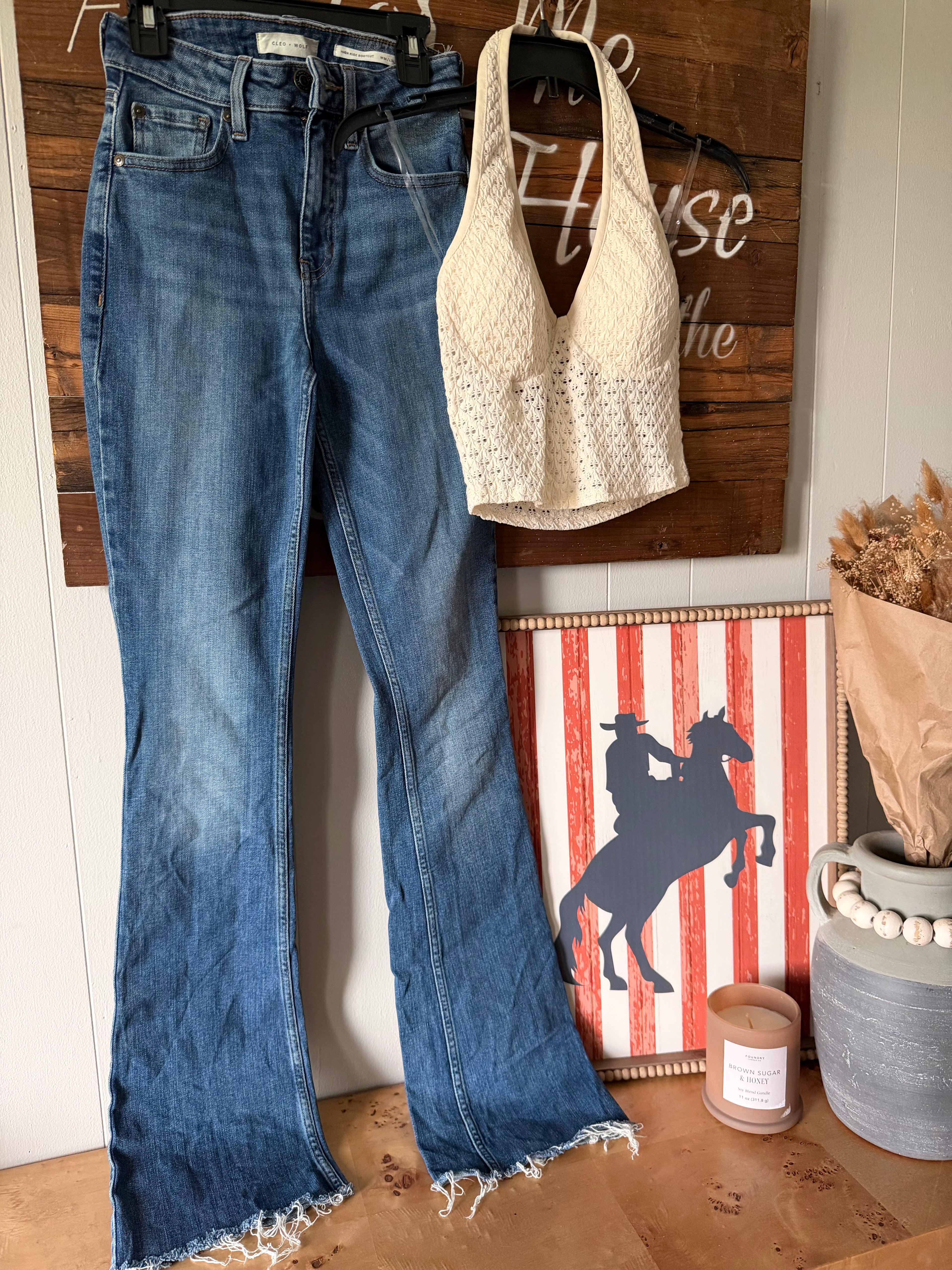 Cleo and Wold raw hem jeans