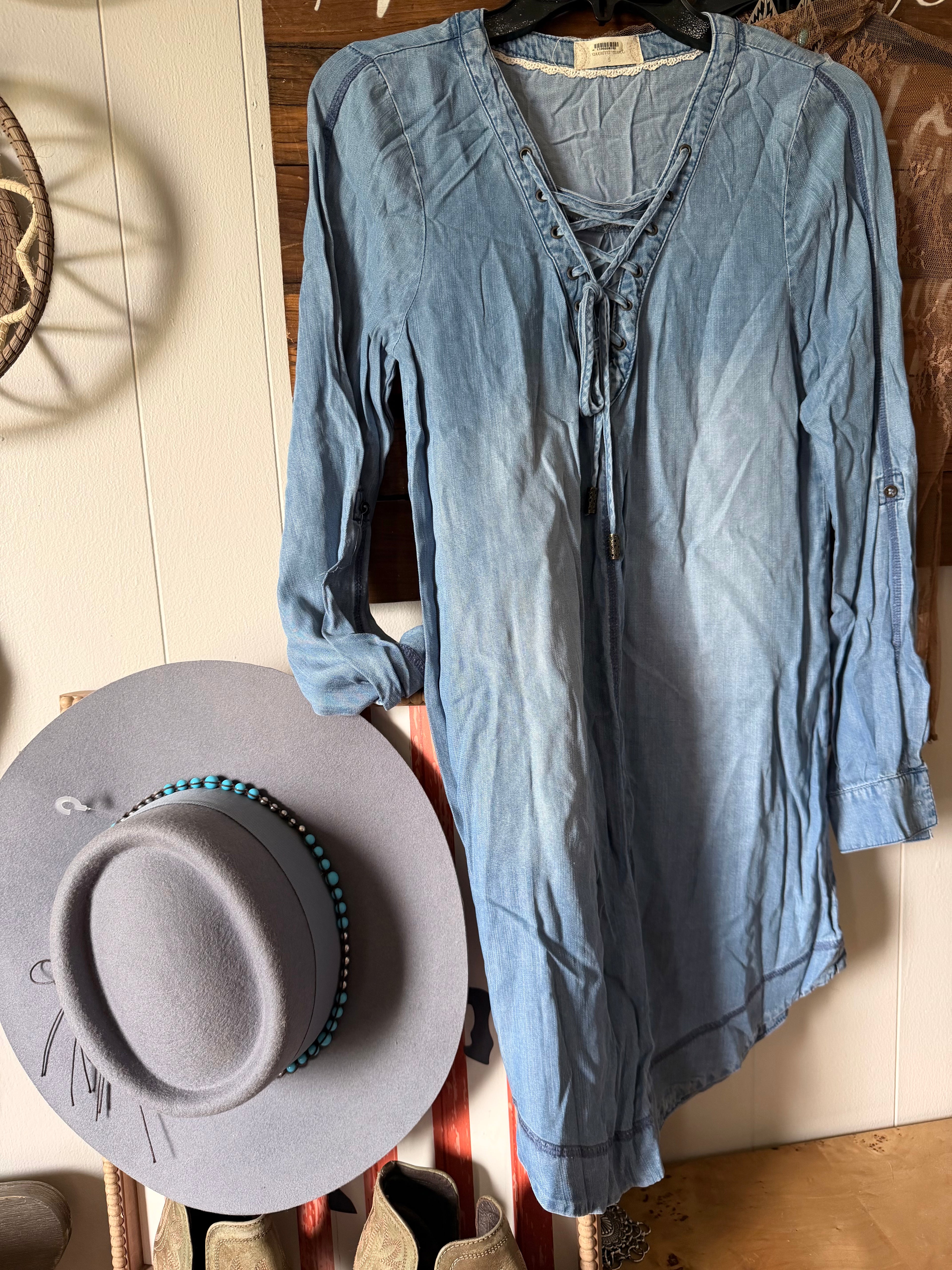 Denim boho style dress (s)
