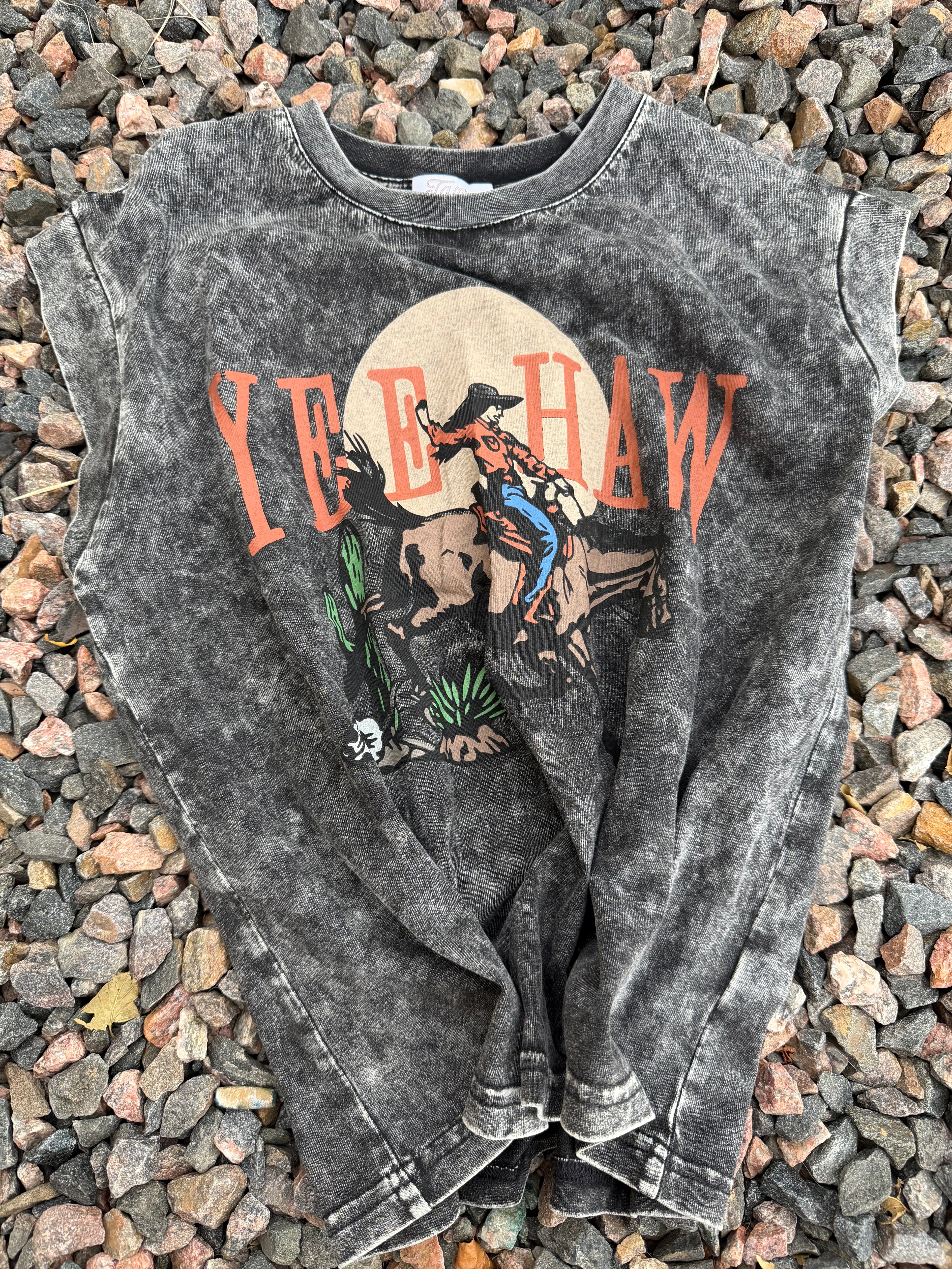 Acid washed yeehaw muscle tank small