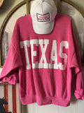 Pink ribbed Texas crew