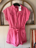 Pink boutique denim romper