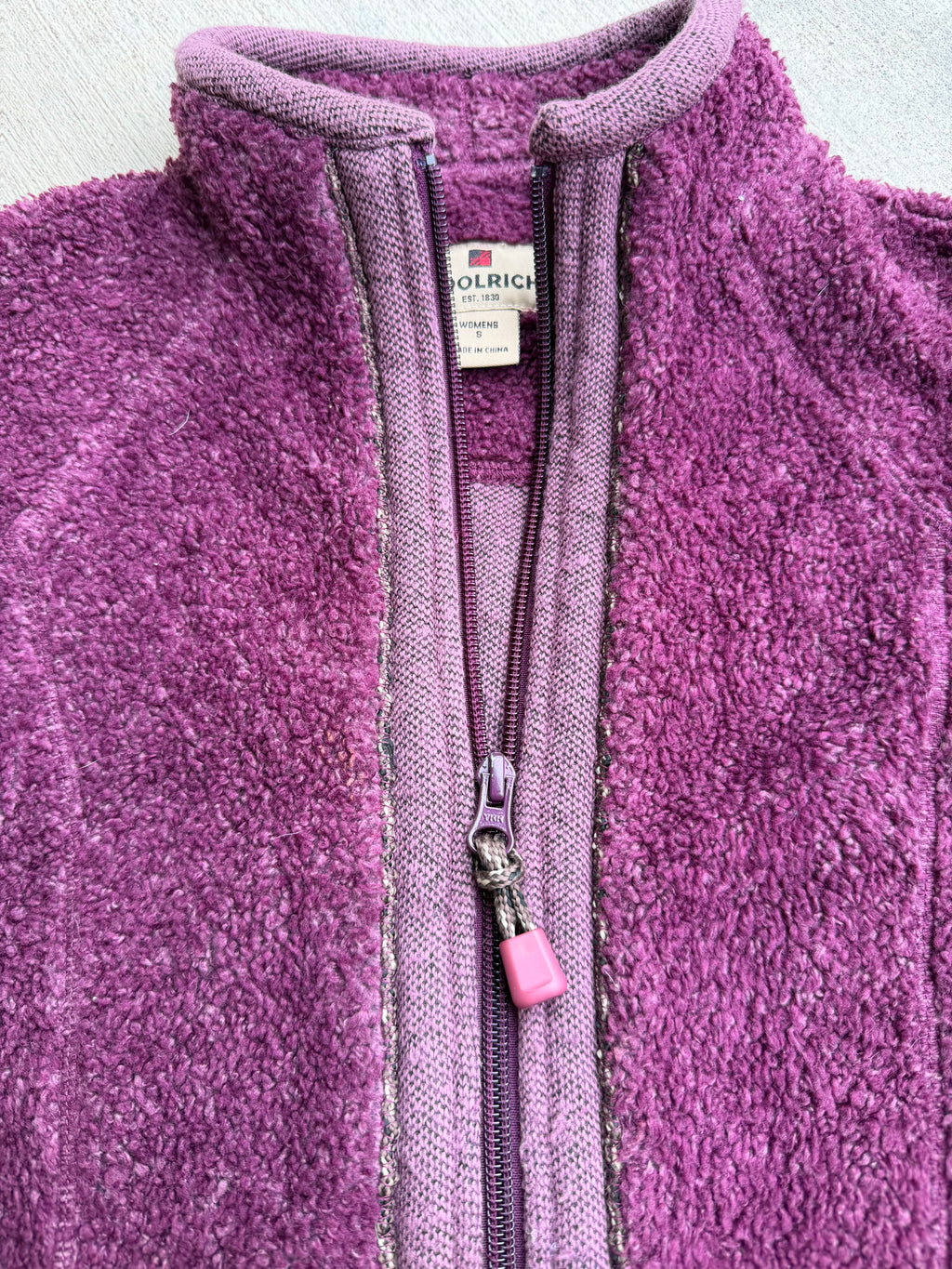 Vintage 🔥 Woolrich mock neck women's plum/purple sherpa fleece full-zip vest 🔥 small