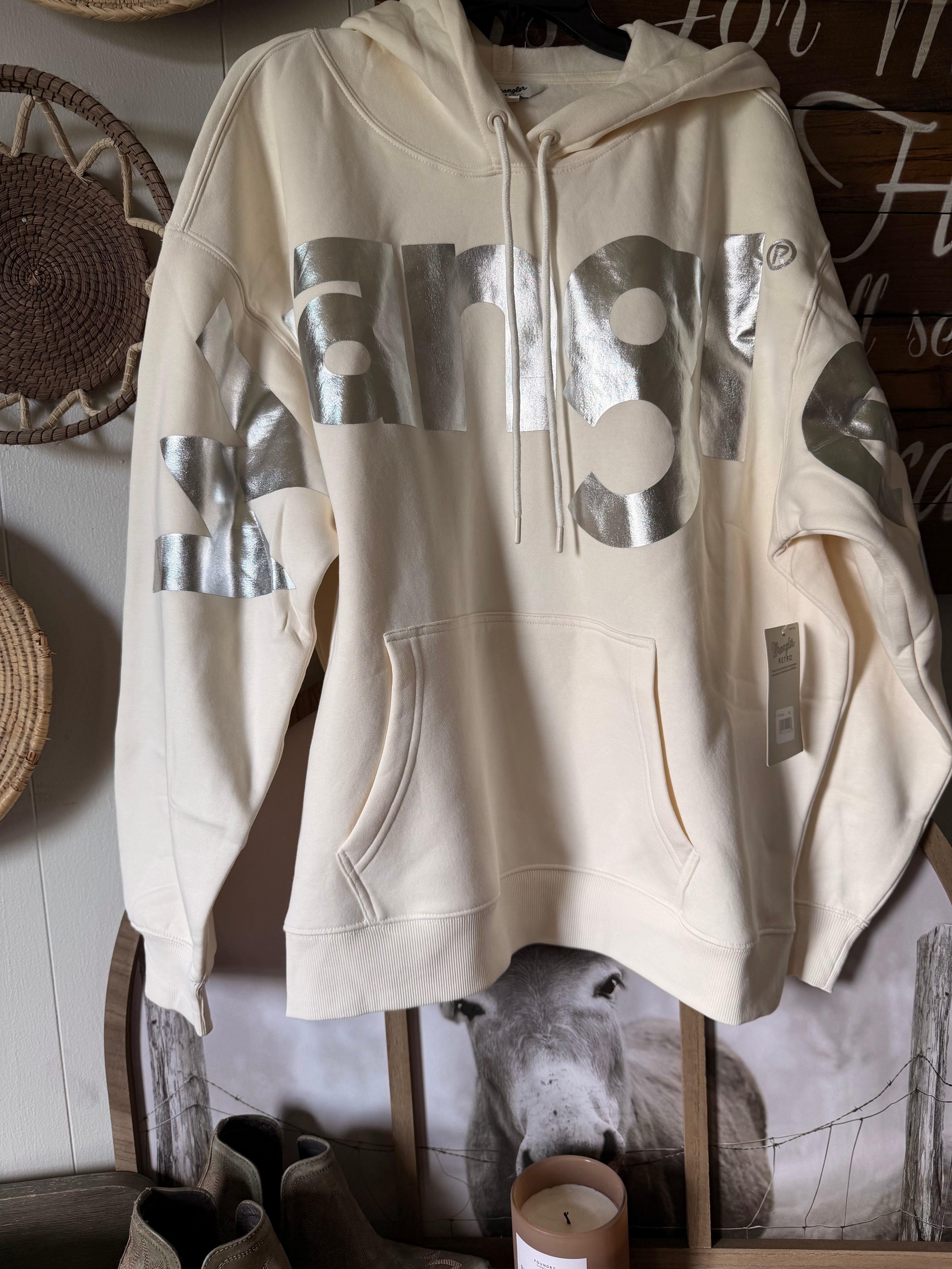 Cream/silver Wrangler hoodie 🔥 (2x)