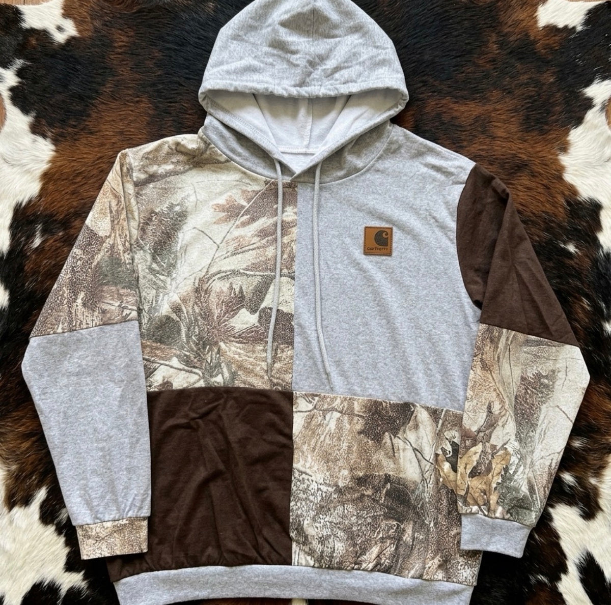 Revamped patchwork hoodie 🔥 faux