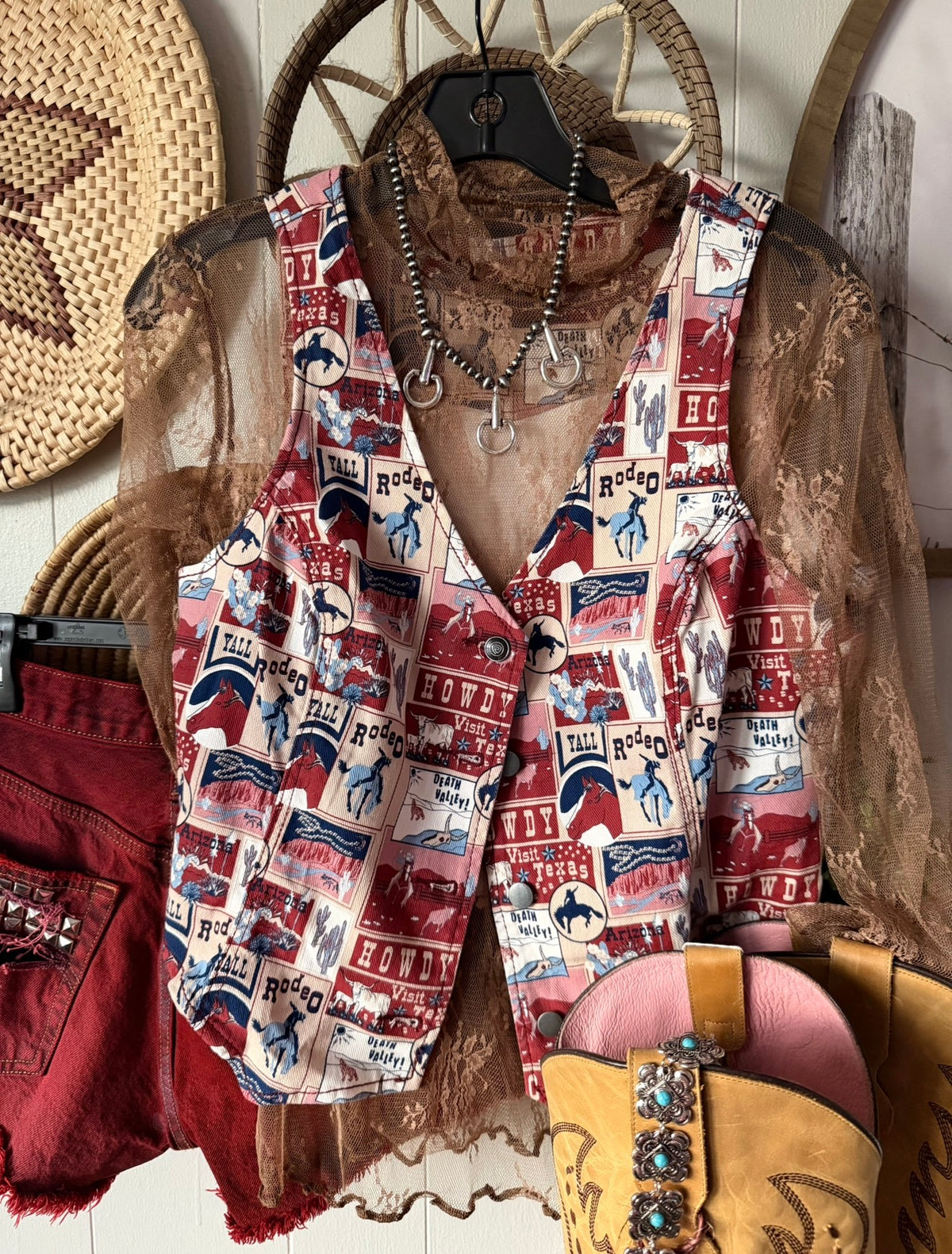 Denim western vest s/m fit