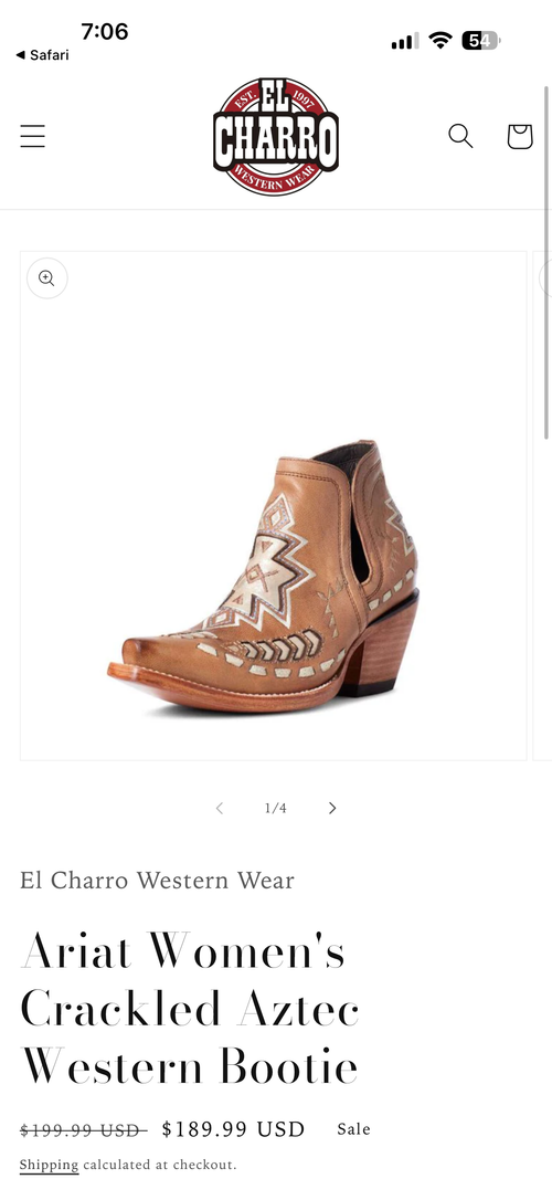 Ariat crackle Aztec bootie size 6