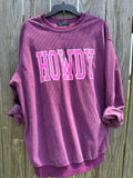 Purple ribbed western crew oversized