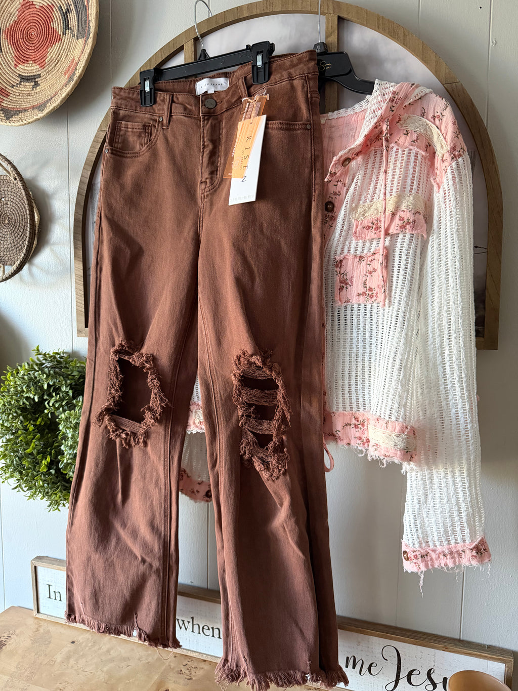 Risen distressed denim Jean (espresso) size 9