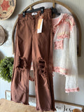 Risen distressed denim Jean (espresso) size 9