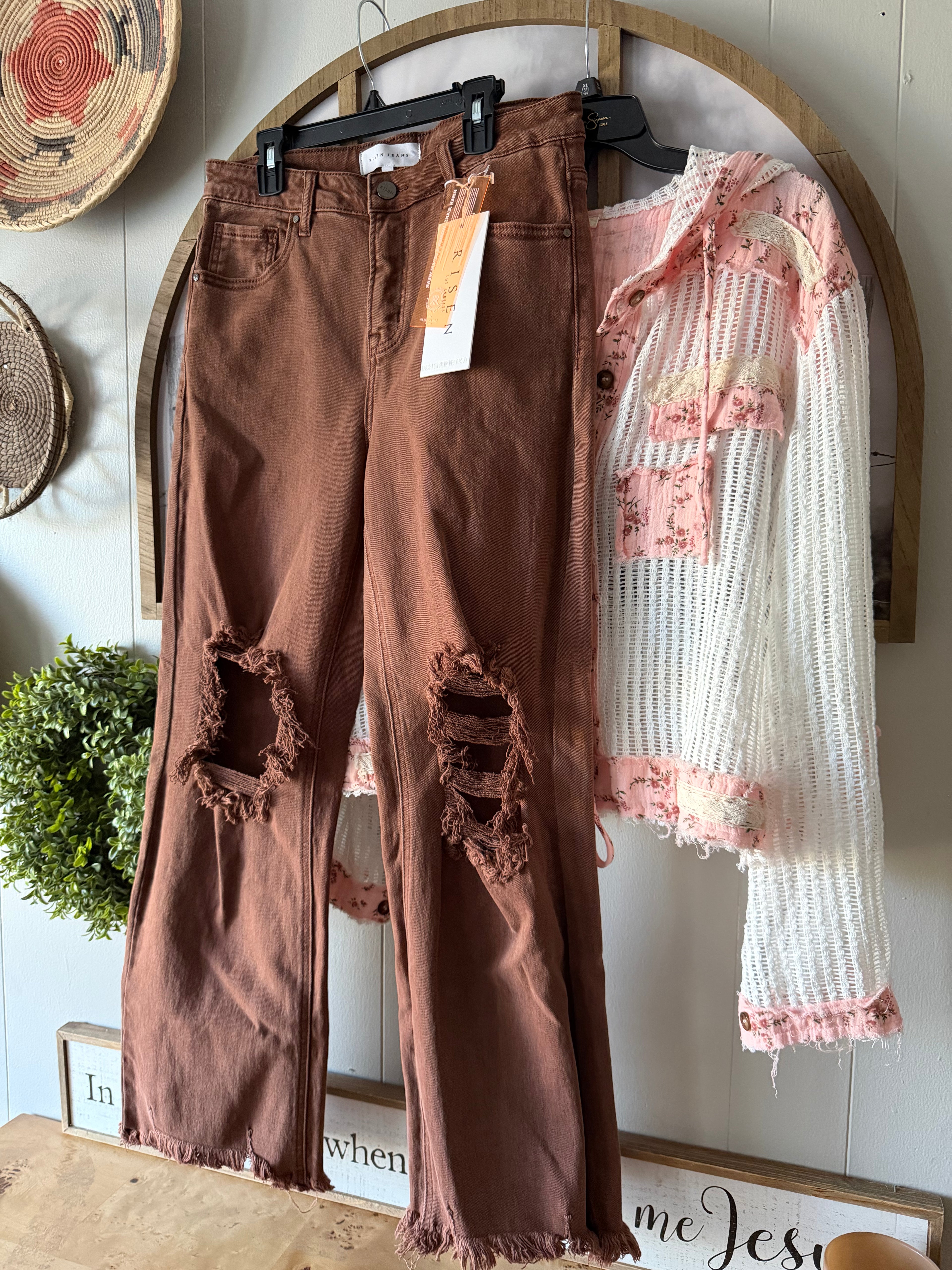 Risen distressed denim Jean (espresso) size 9