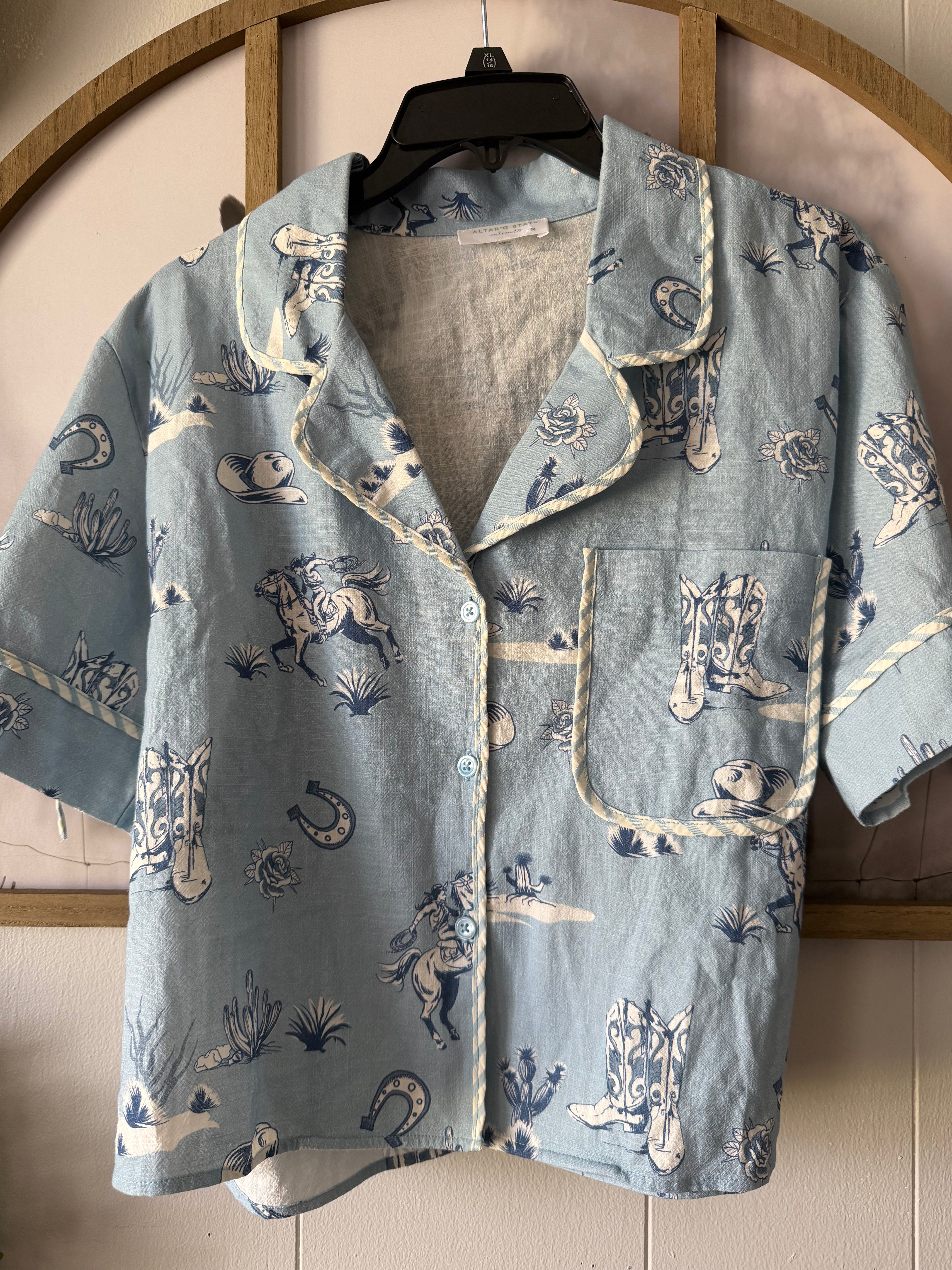 Western linen top (M)