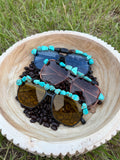 Custom hand made faux turquoise stoned gladiator sunnies 🫶🏻🔥