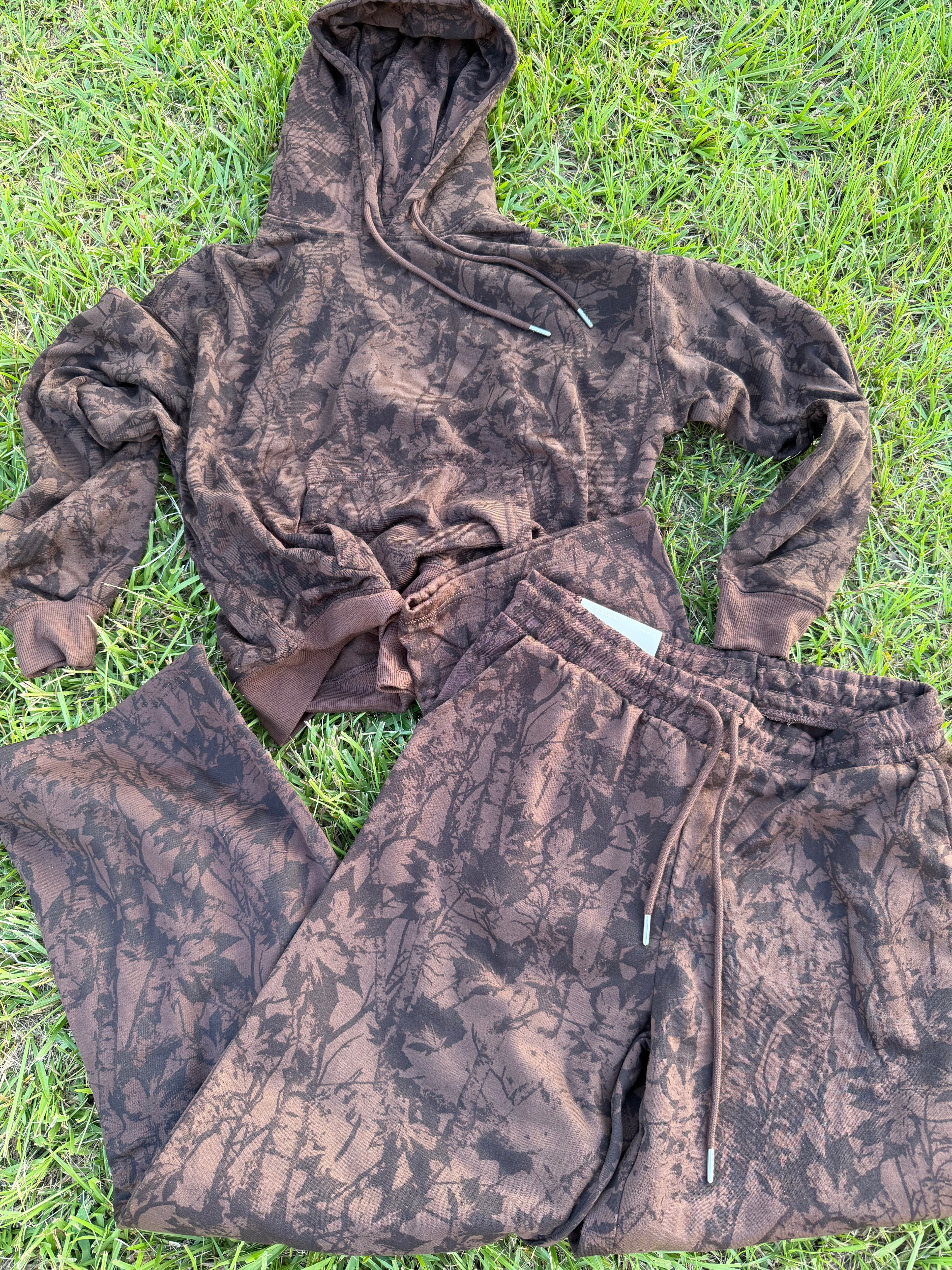 Brown wide leg camo lounge set 🤩