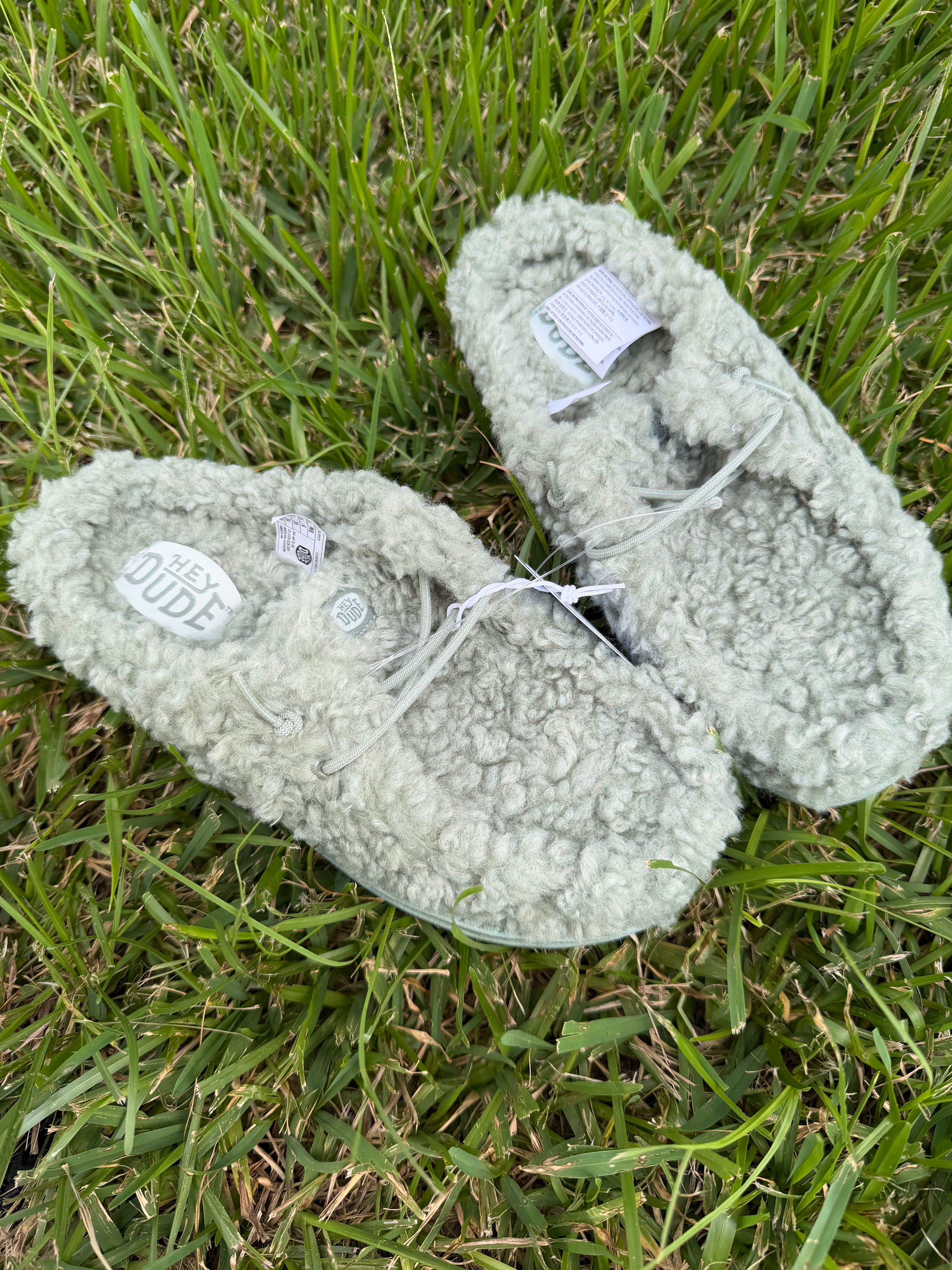 Sage green fuzzy hey dude 🔥