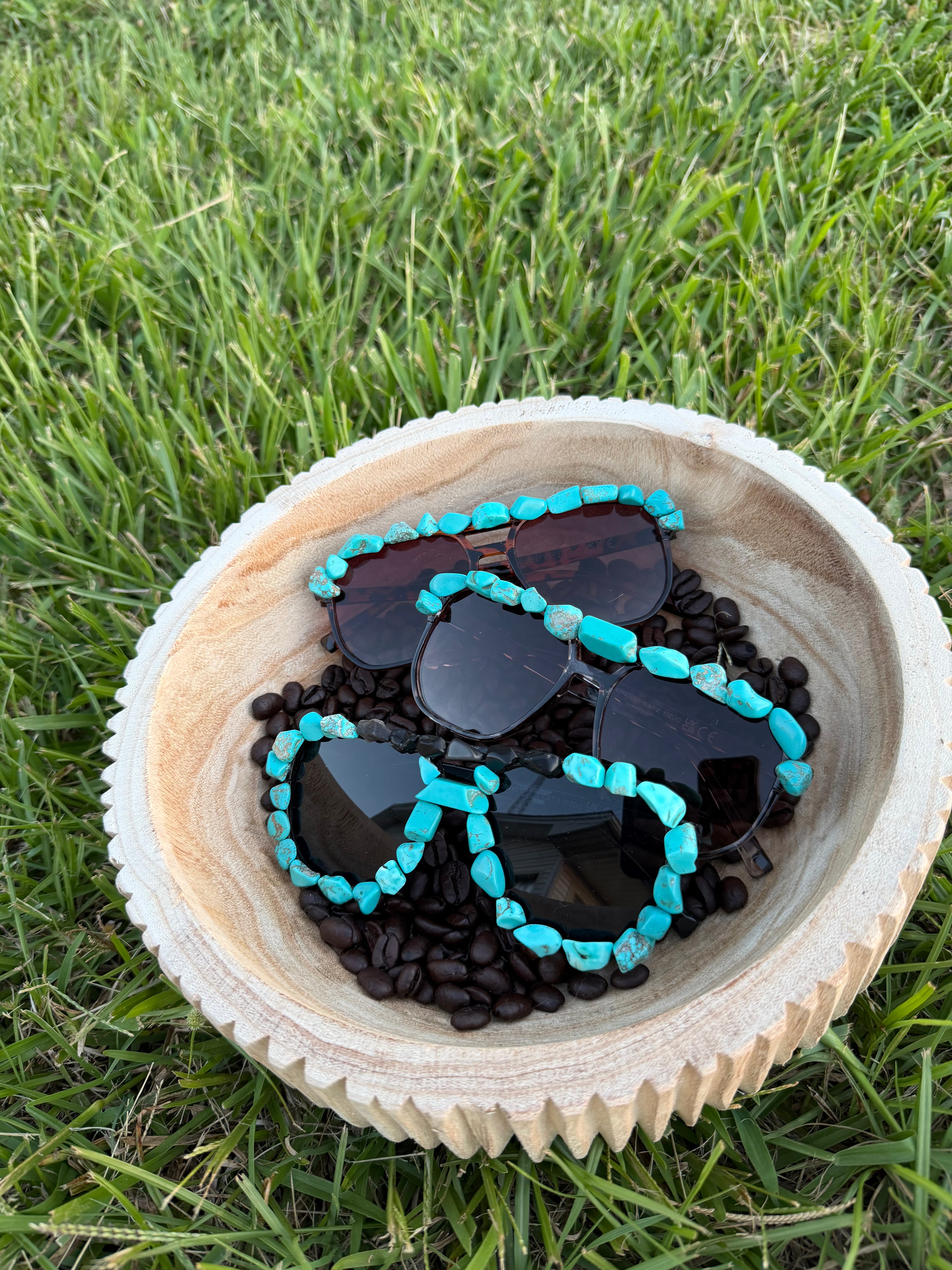 Handmade 🔥 turquoise stones sunnies 🦋