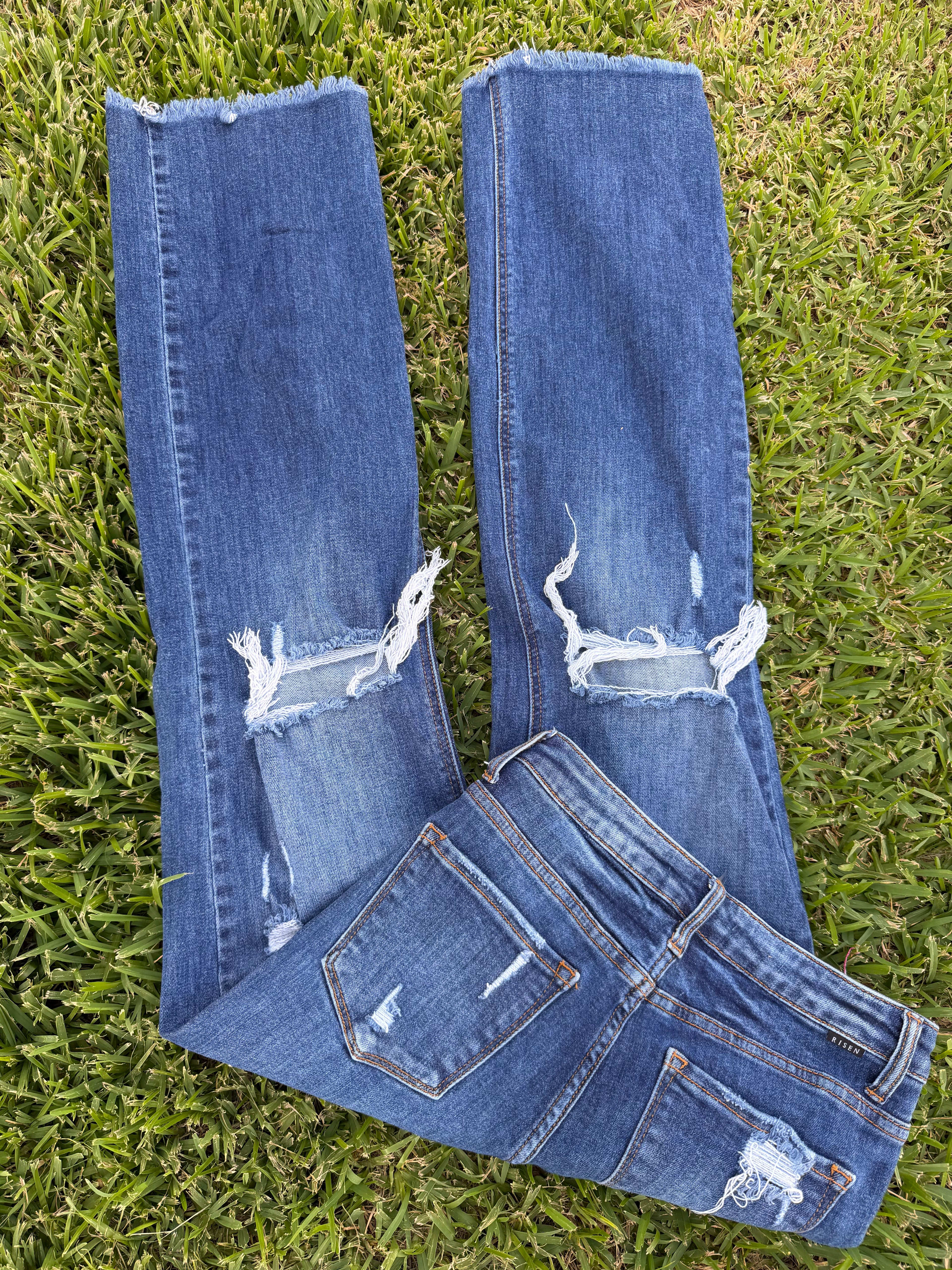 Risen size 3 distressed denim