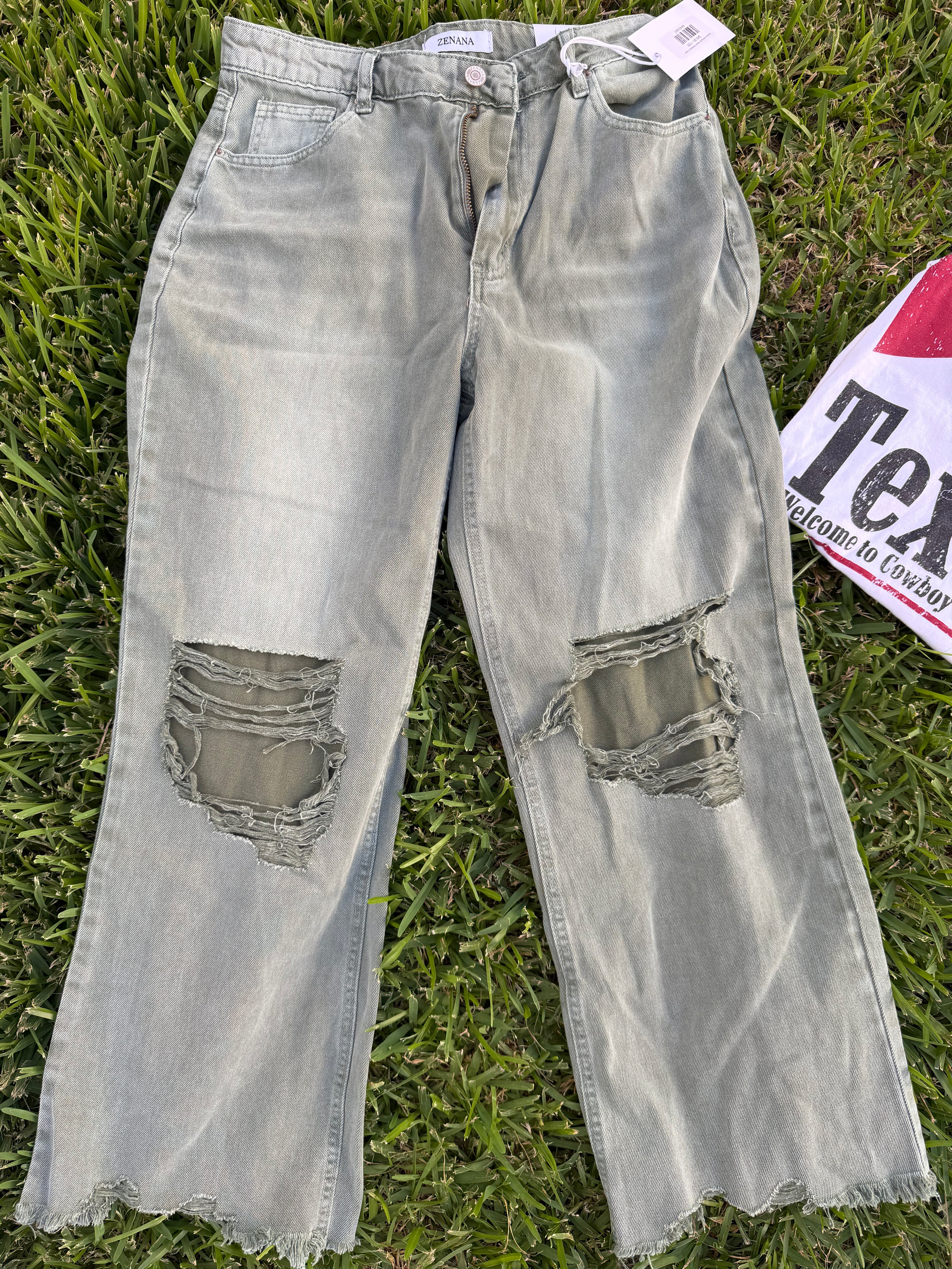 Olive green boutique denim 29