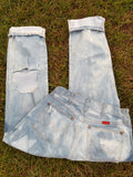 Custom acid washed distressed Wrangler size 11