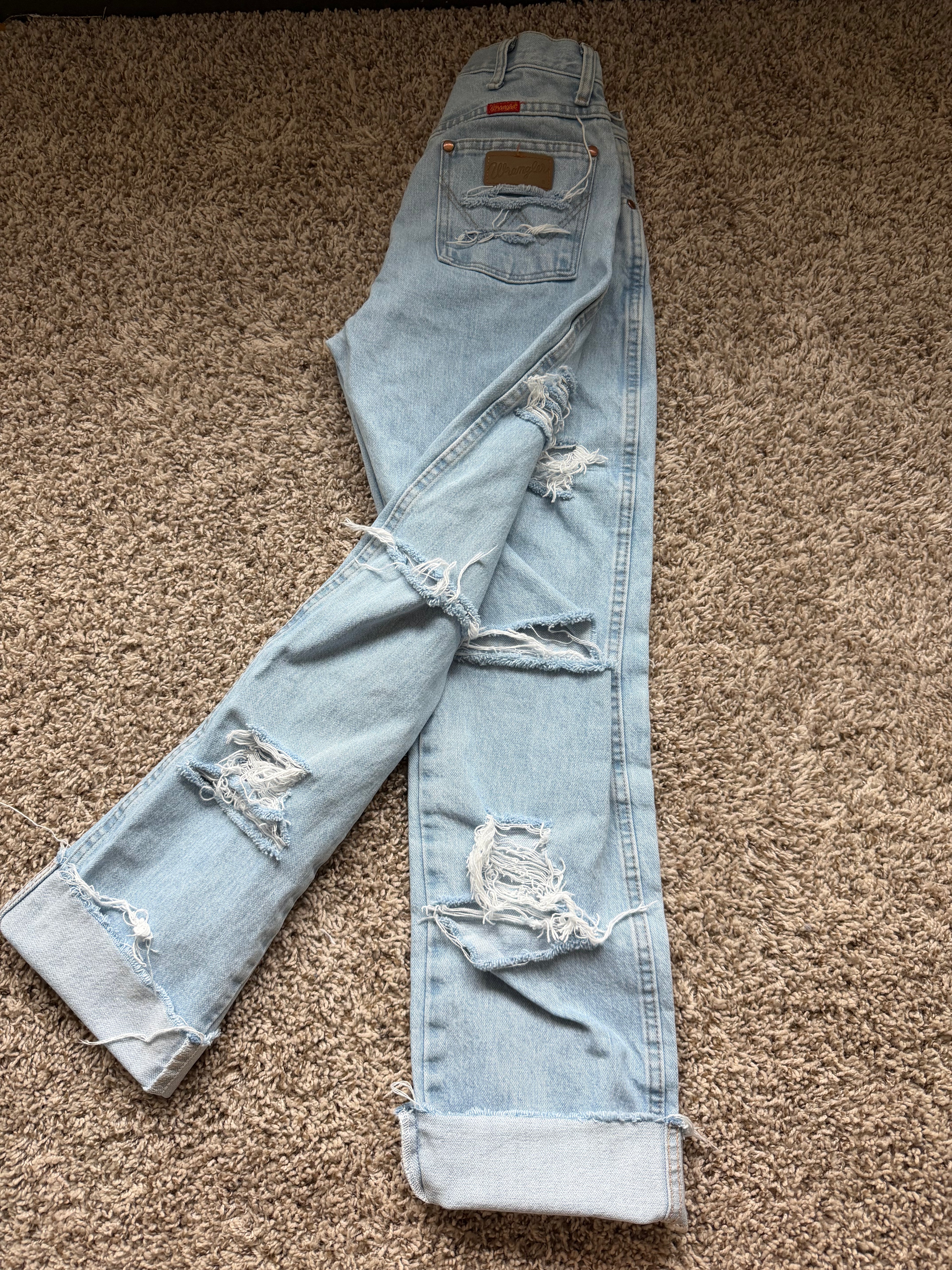 Custom distressed Wrangler (size 5/36)