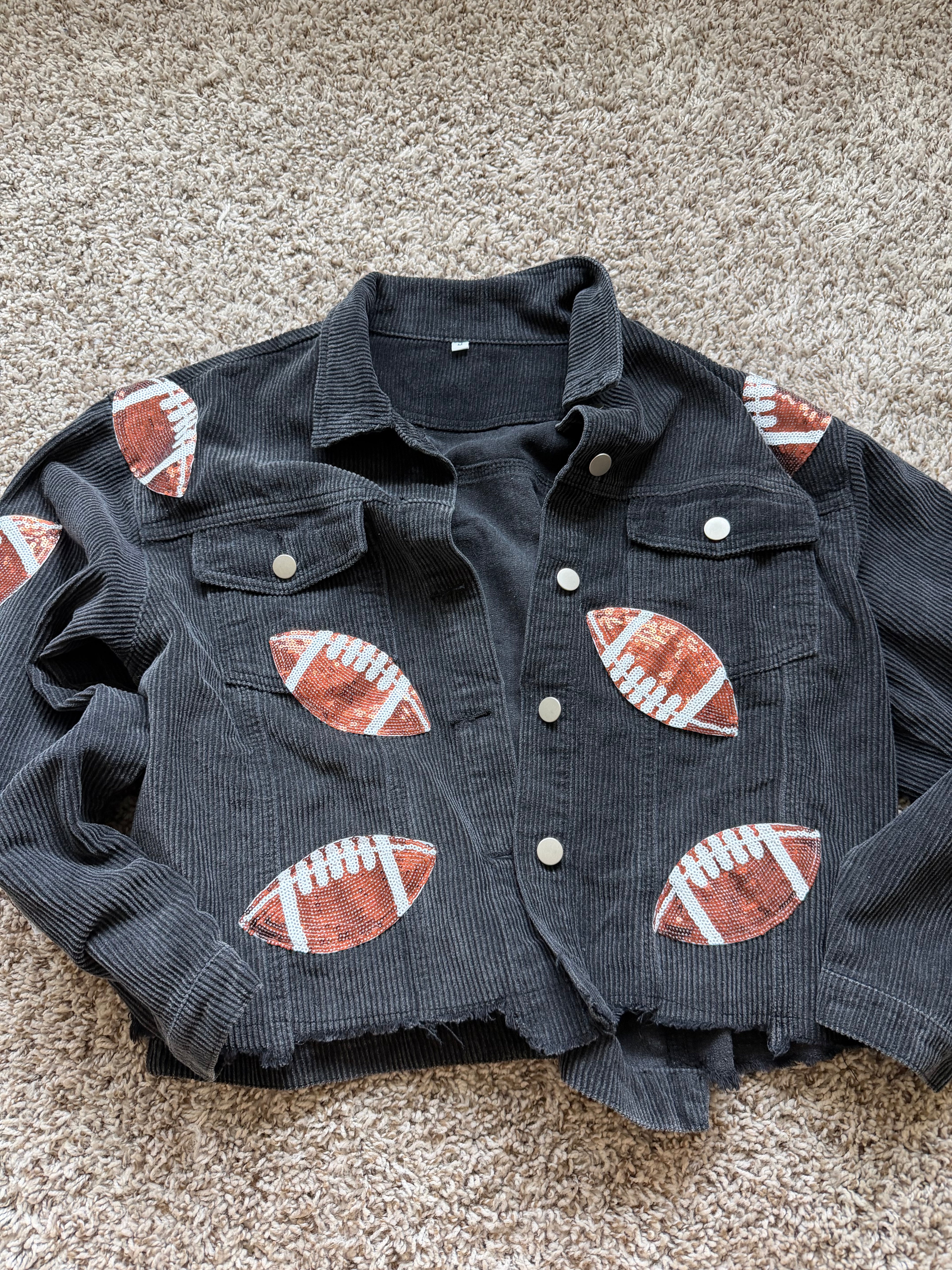 Boutique rhinestone football  jacket 🔥
