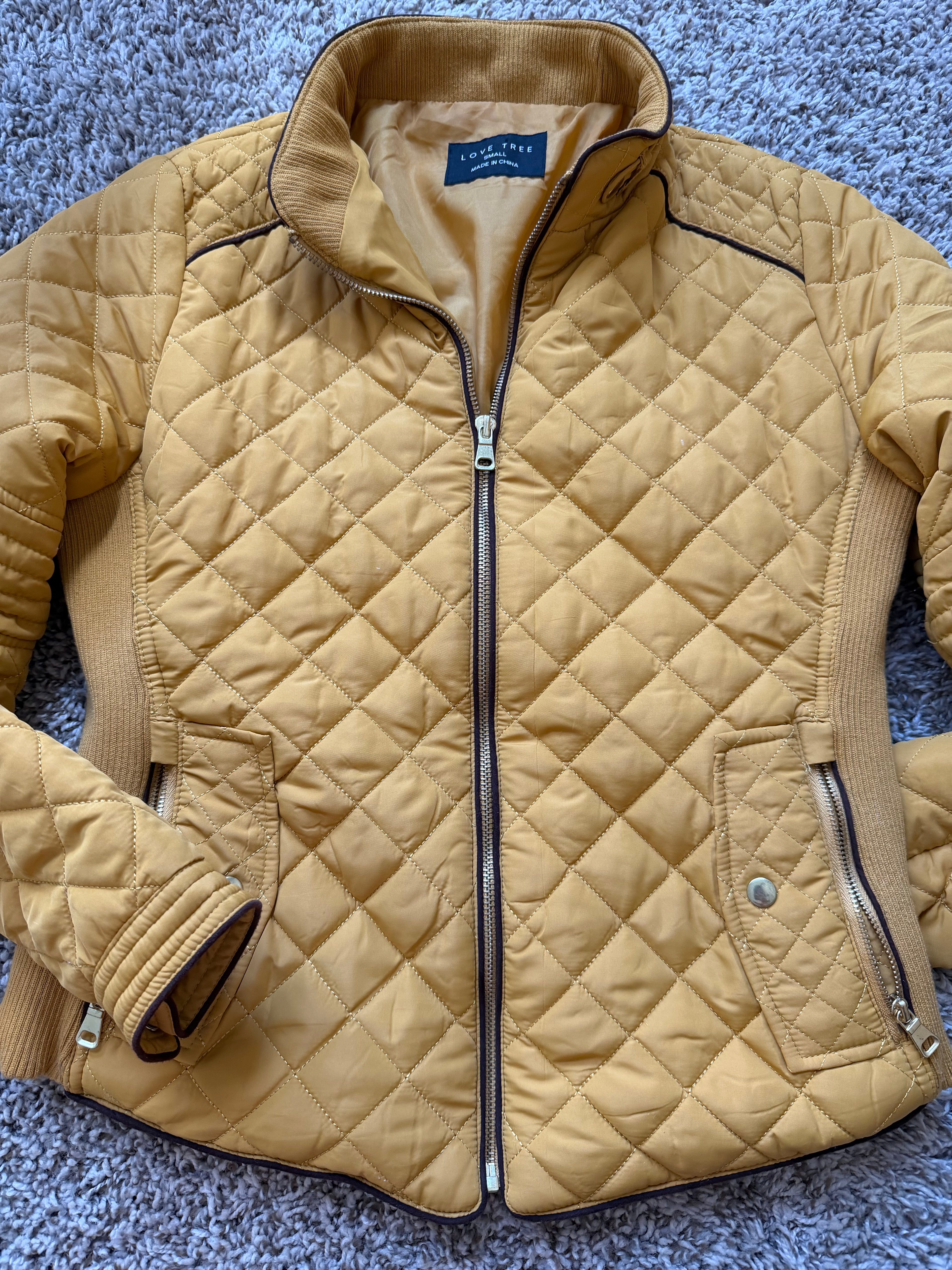 Mustard yellow quilted jacket small