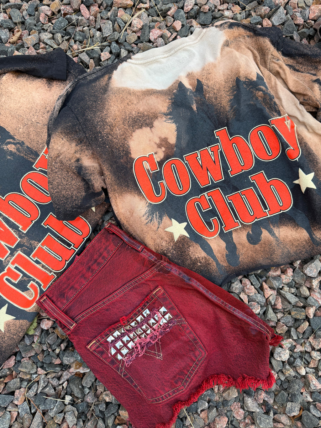 Custom acid wash COWBOY CLUB tee 🔥