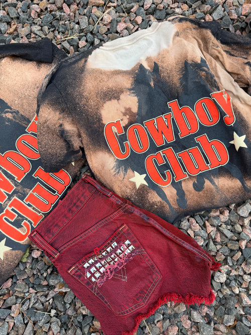 Custom acid wash COWBOY CLUB tee 🔥