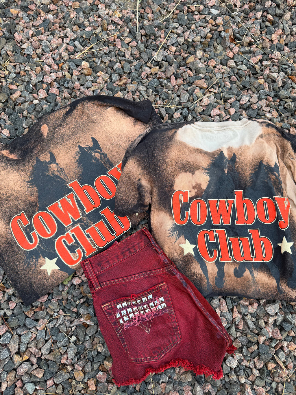 Custom acid wash COWBOY CLUB tee 🔥