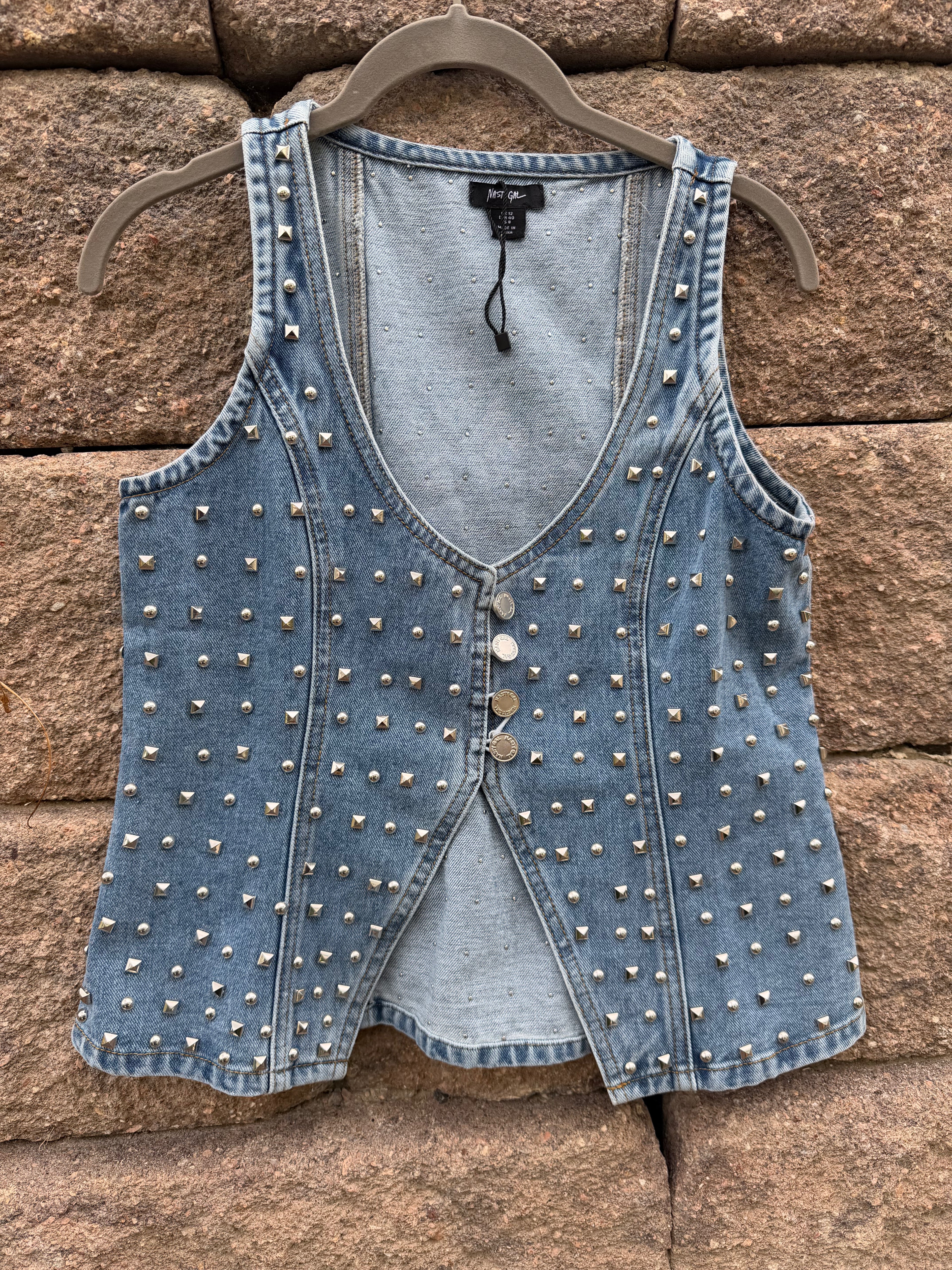 Denim studded vest (M/L) fit
