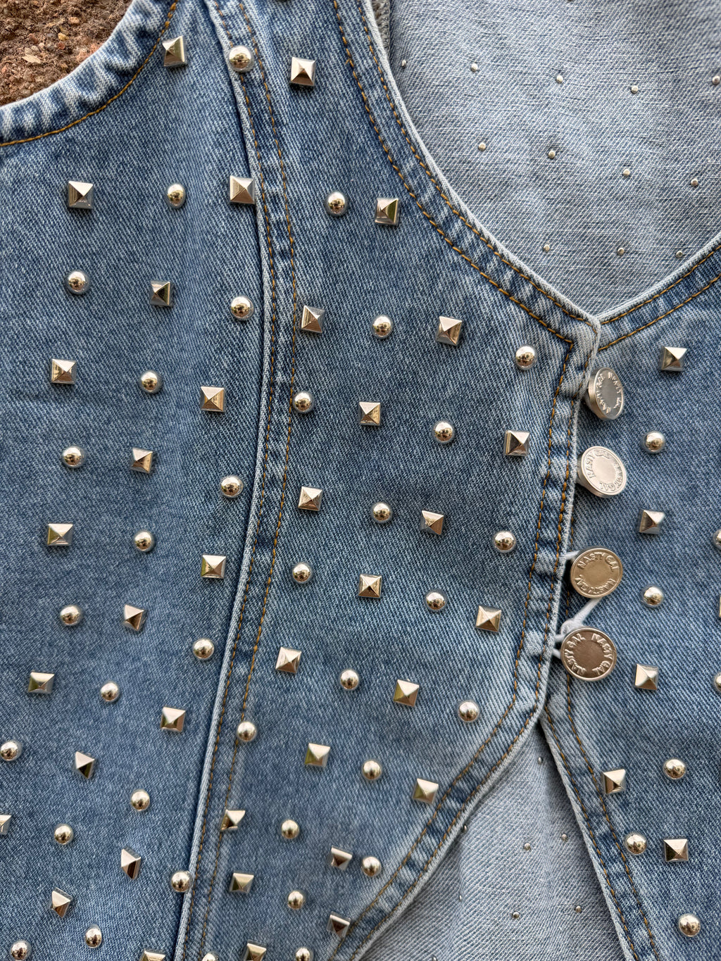 Denim studded vest (M/L) fit