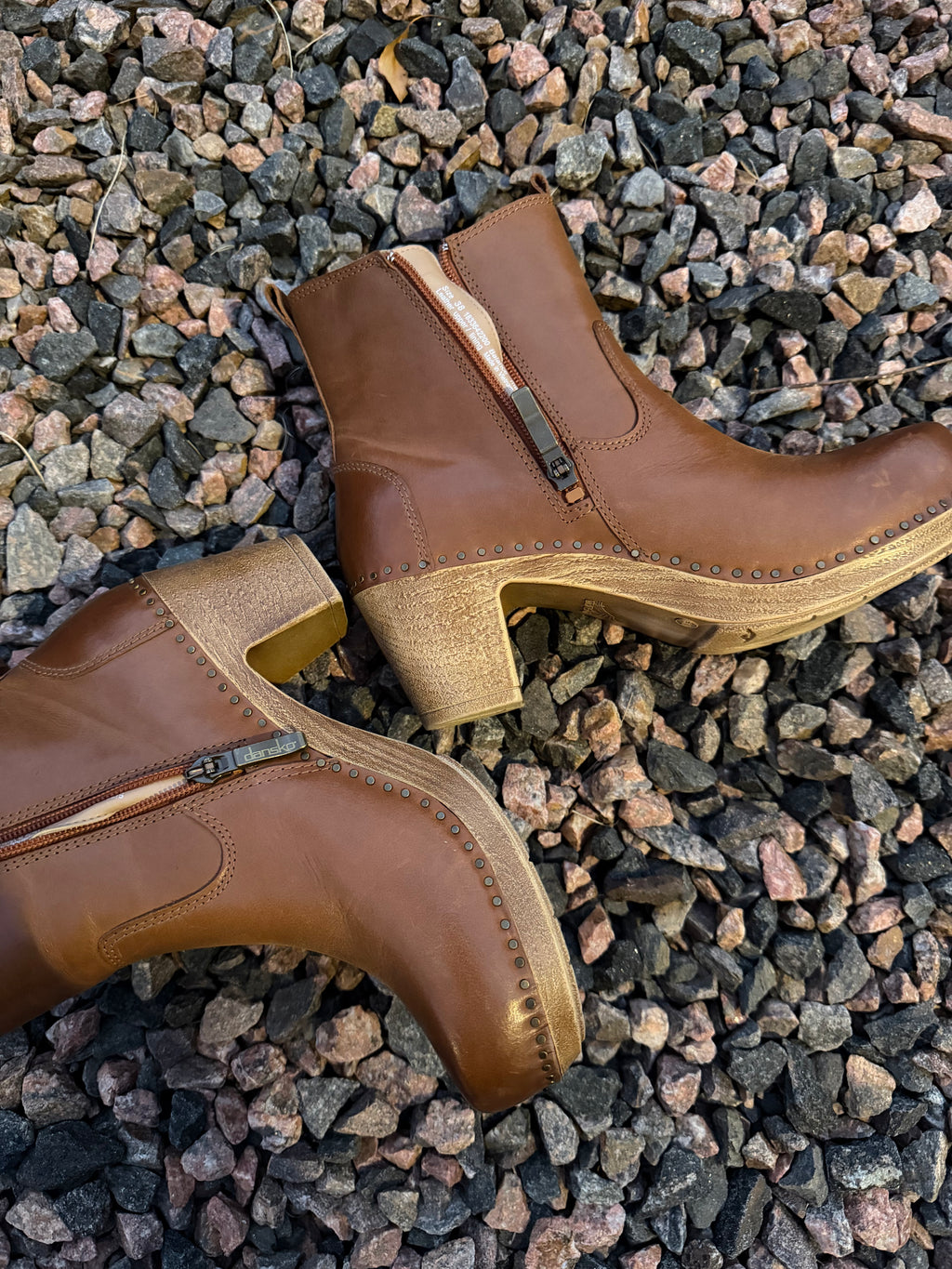 Dansko Shayna Heeled Boots in luggage burnished calf leather size 38